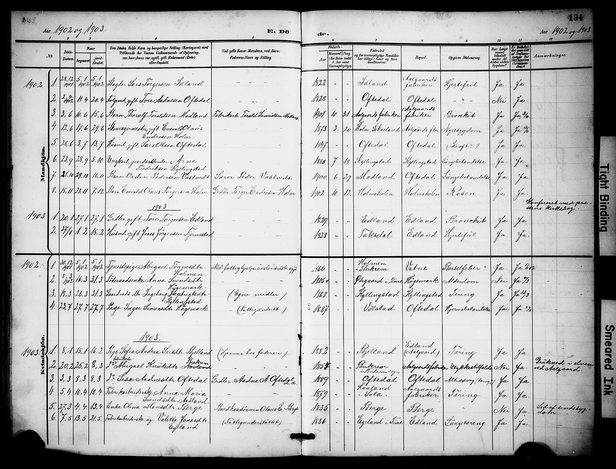 Lye sokneprestkontor, SAST/A-101794/001/30BB/L0009: Parish register (copy) no. B 9, 1902-1923, p. 194
