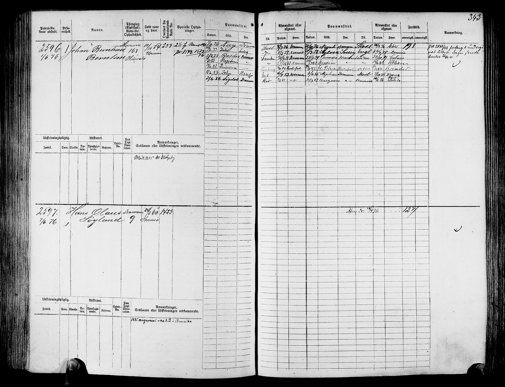 Drammen innrulleringsdistrikt, SAKO/A-781/F/Fc/L0003: Hovedrulle, 1871, p. 345