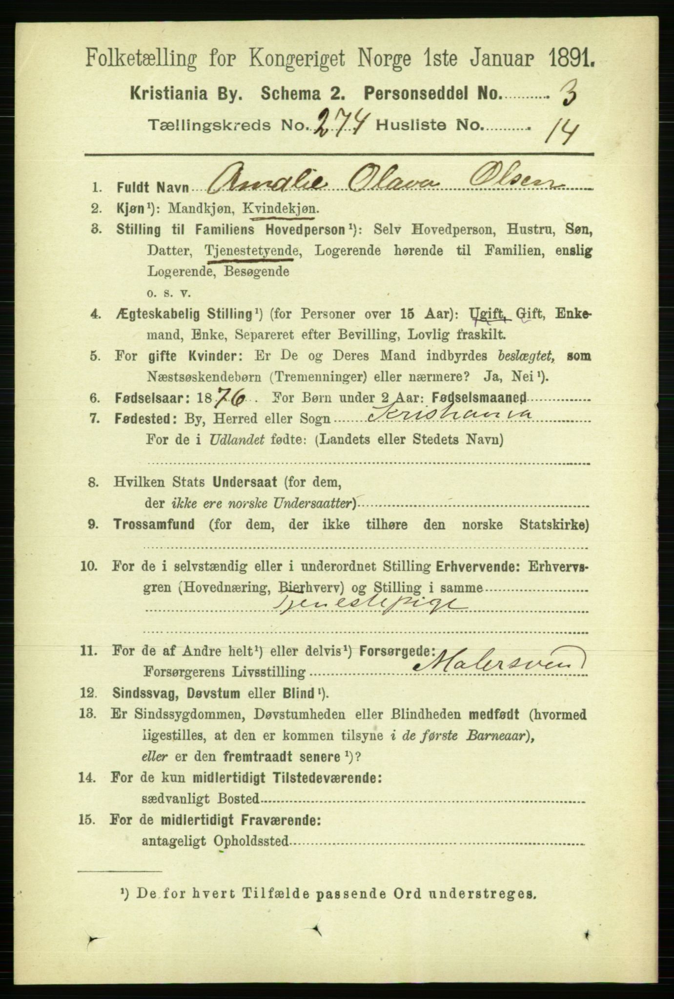 RA, 1891 census for 0301 Kristiania, 1891, p. 166615