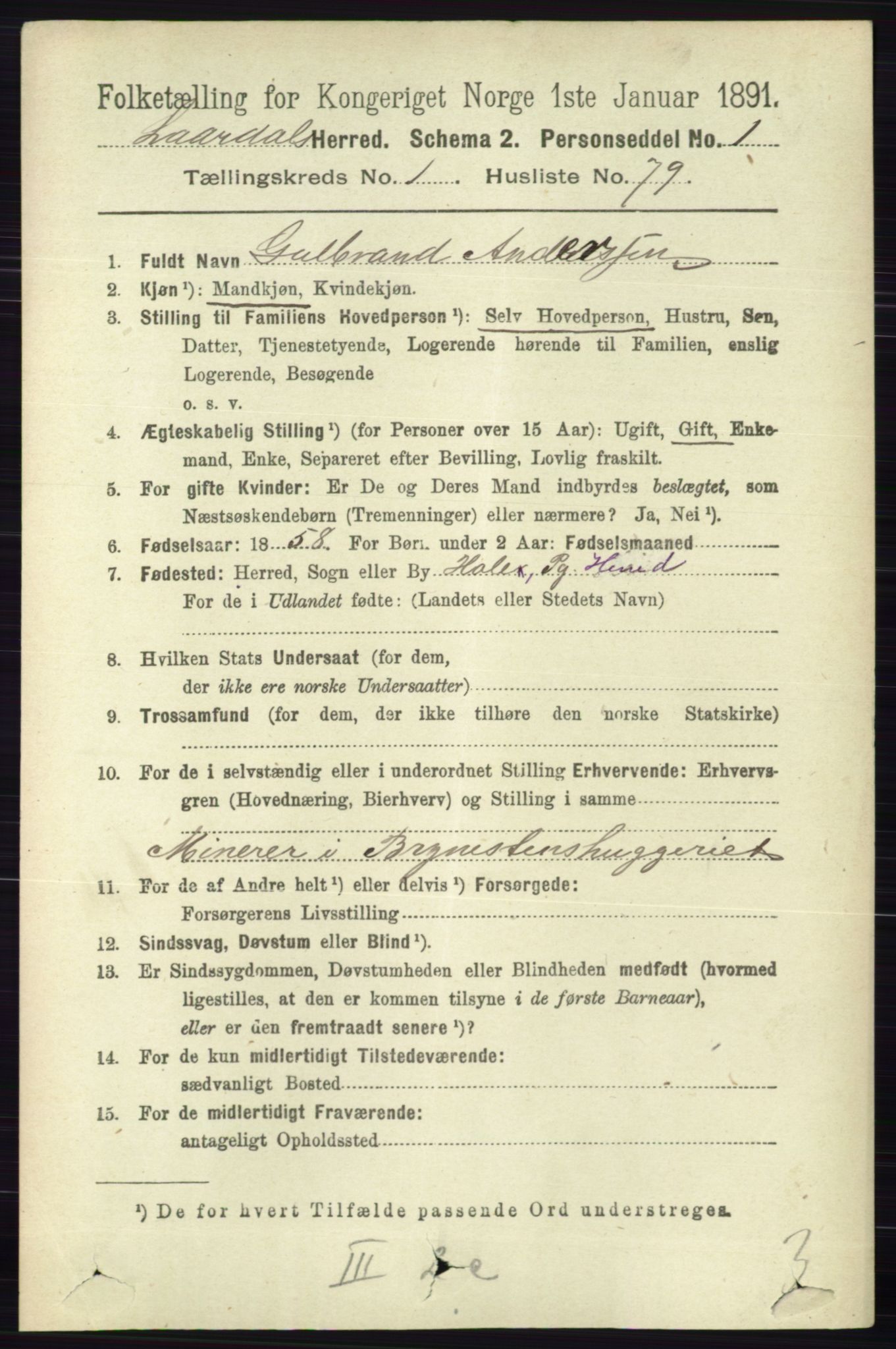 RA, 1891 census for 0833 Lårdal, 1891, p. 567