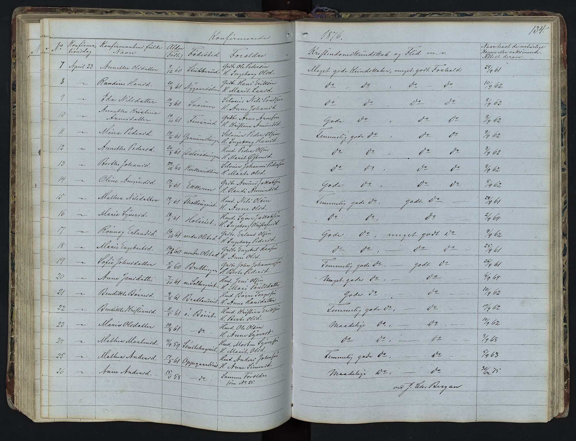 Vestre Gausdal prestekontor, SAH/PREST-094/H/Ha/Hab/L0001: Parish register (copy) no. 1, 1867-1895, p. 134