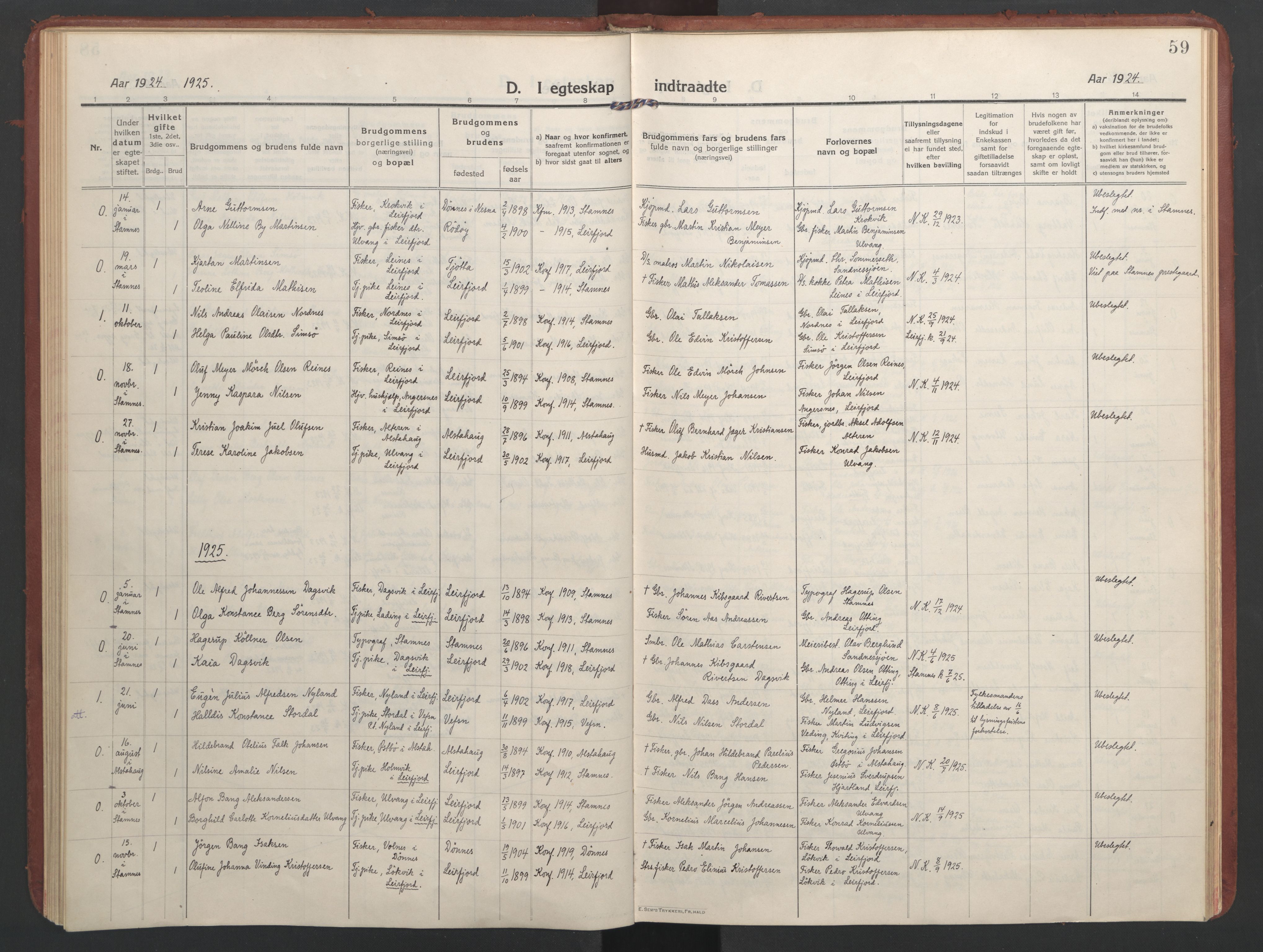 Ministerialprotokoller, klokkerbøker og fødselsregistre - Nordland, AV/SAT-A-1459/832/L0492: Parish register (official) no. 832A01, 1916-1934, p. 59