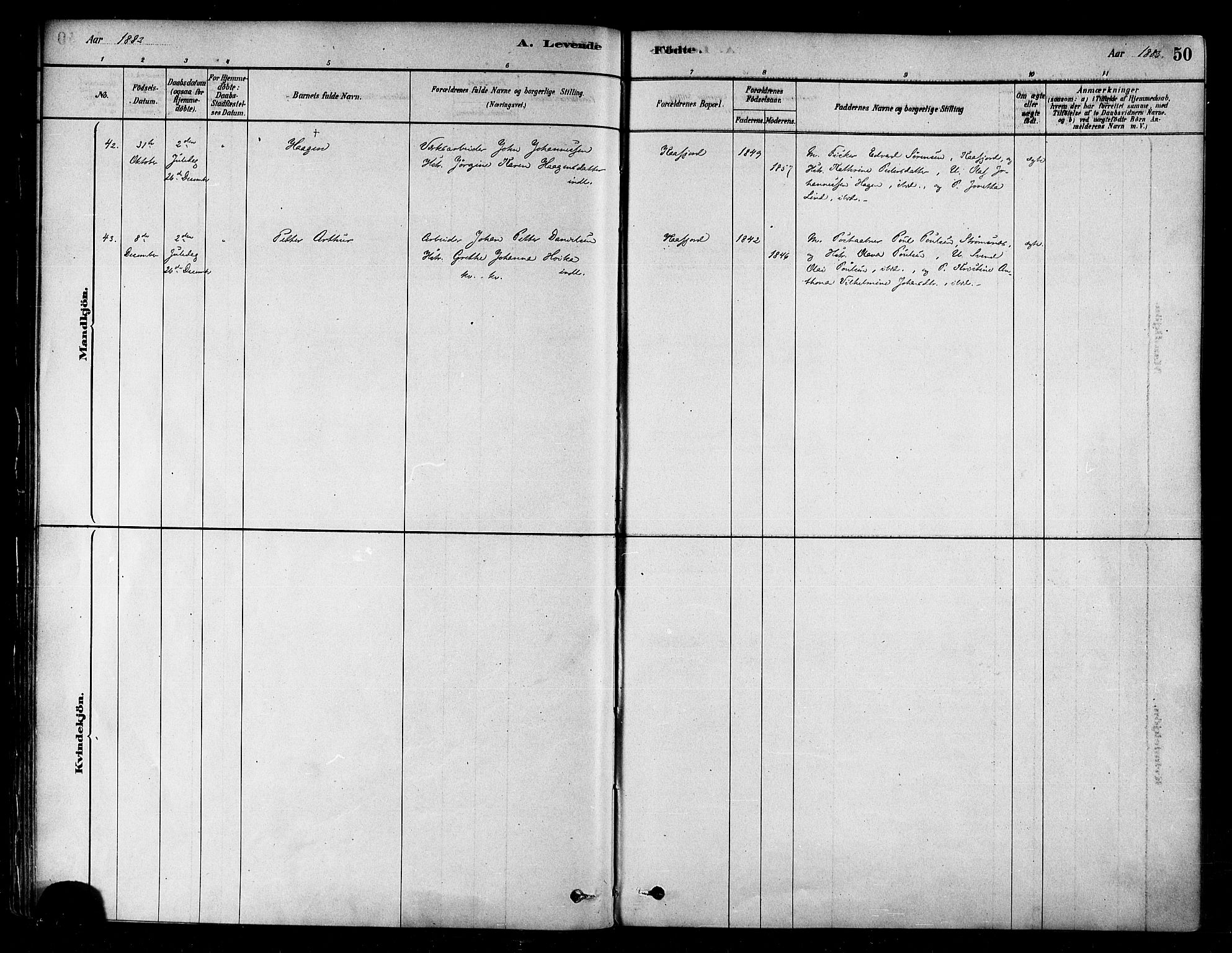 Alta sokneprestkontor, SATØ/S-1338/H/Ha/L0002.kirke: Parish register (official) no. 2, 1879-1892, p. 50