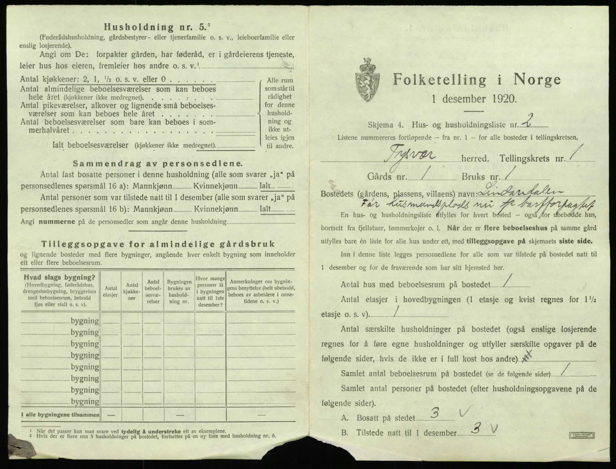 SAST, 1920 census for Tysvær, 1920, p. 44