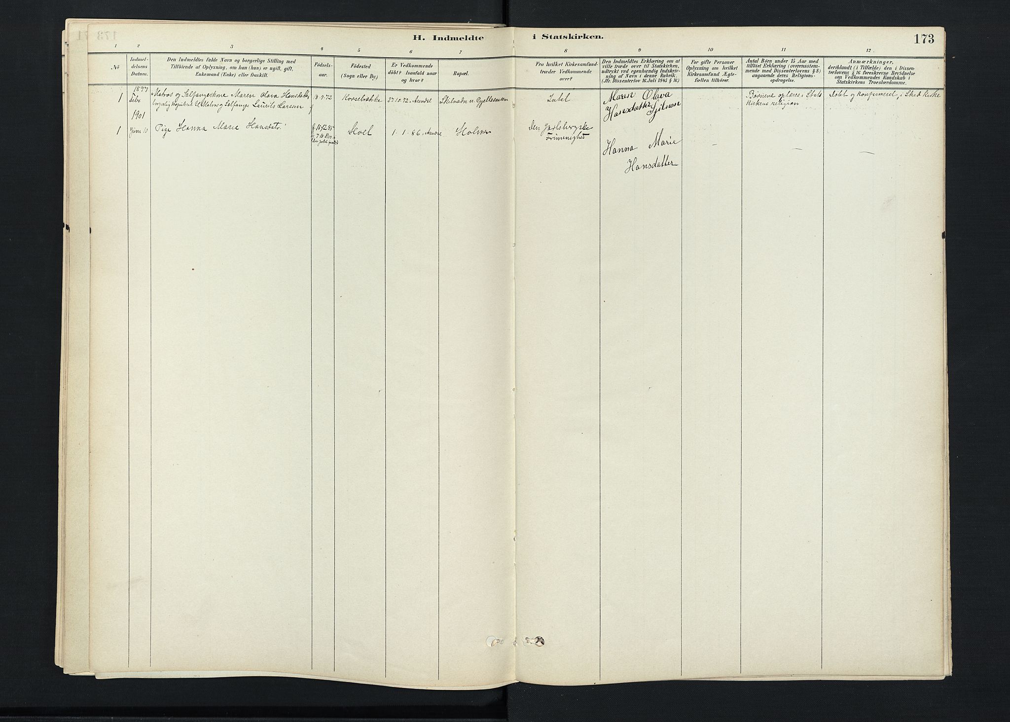 Stokke kirkebøker, SAKO/A-320/F/Fc/L0001: Parish register (official) no. III 1, 1884-1910, p. 173