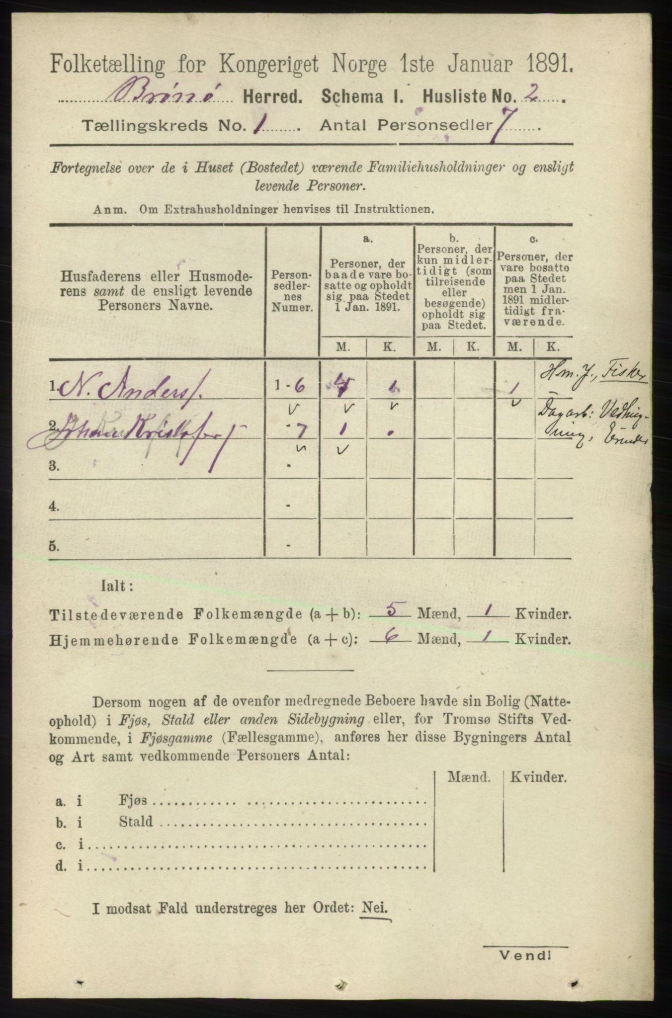 RA, 1891 census for 1814 Brønnøy, 1891, p. 34