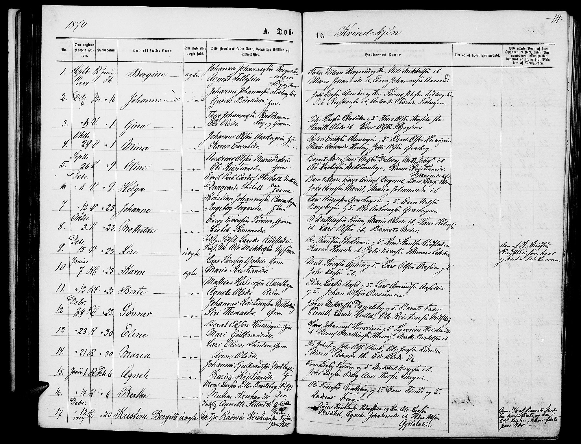 Ringsaker prestekontor, SAH/PREST-014/L/La/L0008: Parish register (copy) no. 8, 1870-1878, p. 111