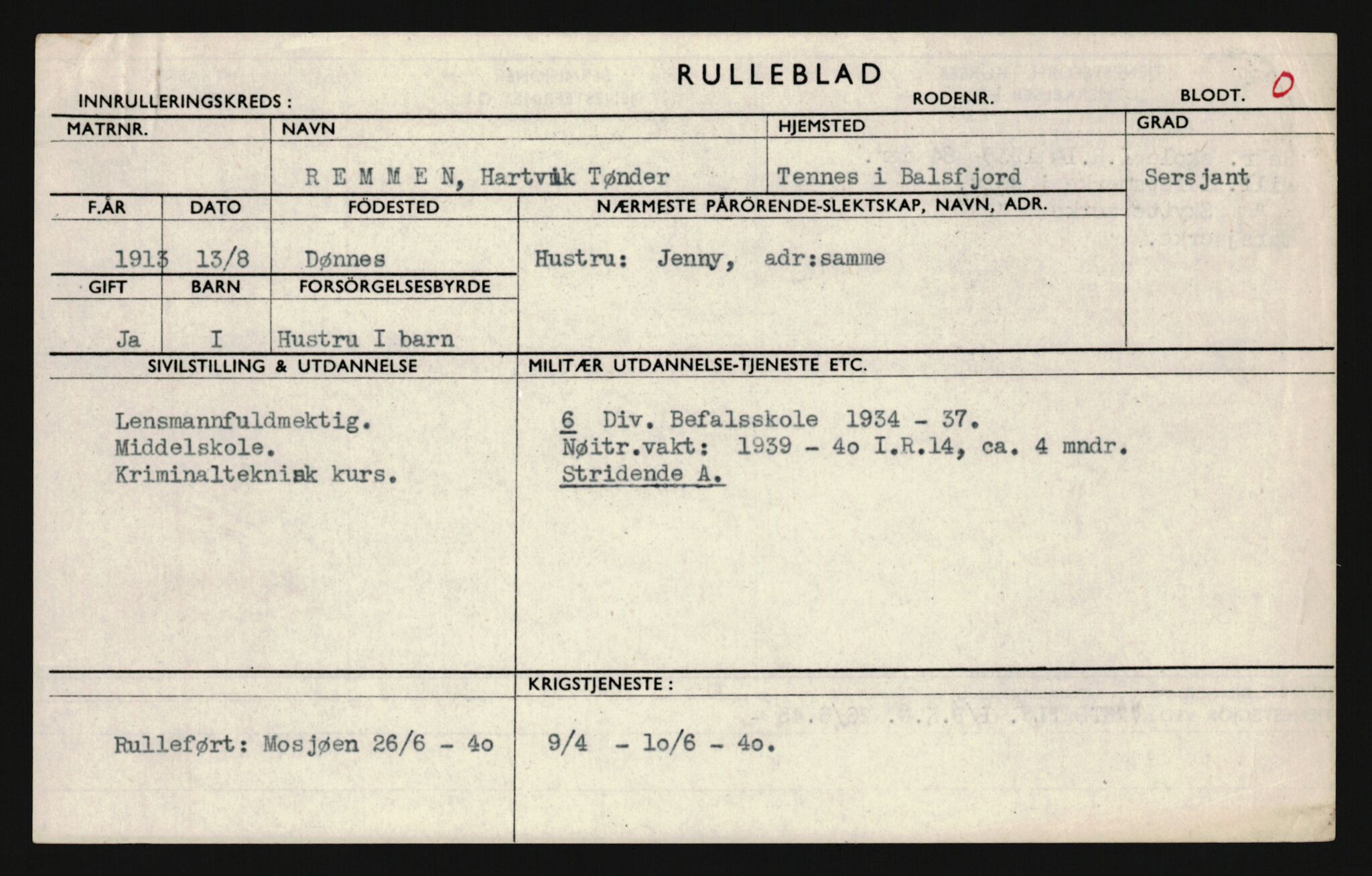 Forsvaret, Sør-Hålogaland landforsvar, AV/RA-RAFA-2552/P/Pa/L0302: Personellmapper for slettet personell, yrkesbefal og vernepliktig befal, født 1913-1916, 1932-1976, p. 143