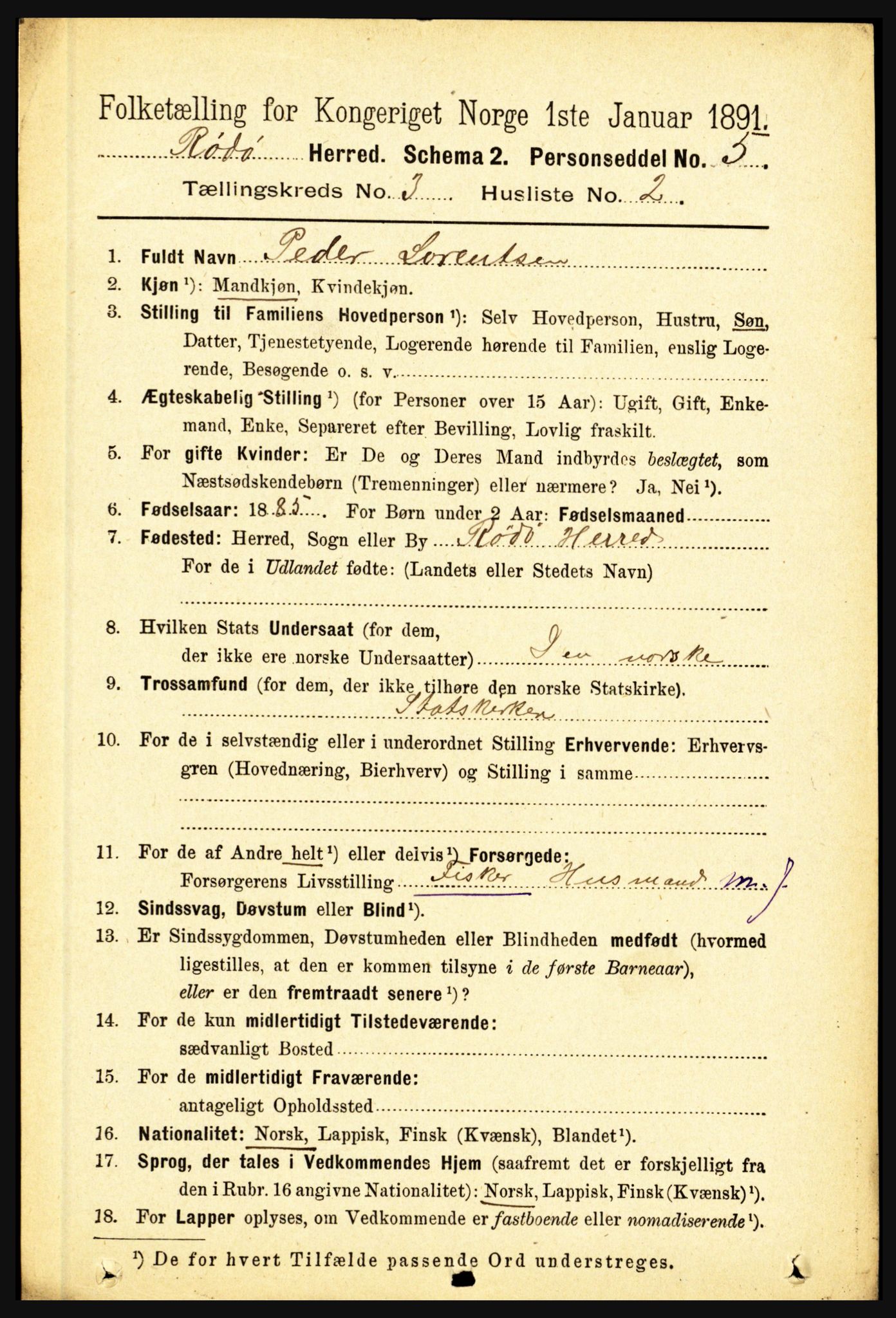 RA, 1891 census for 1836 Rødøy, 1891, p. 836