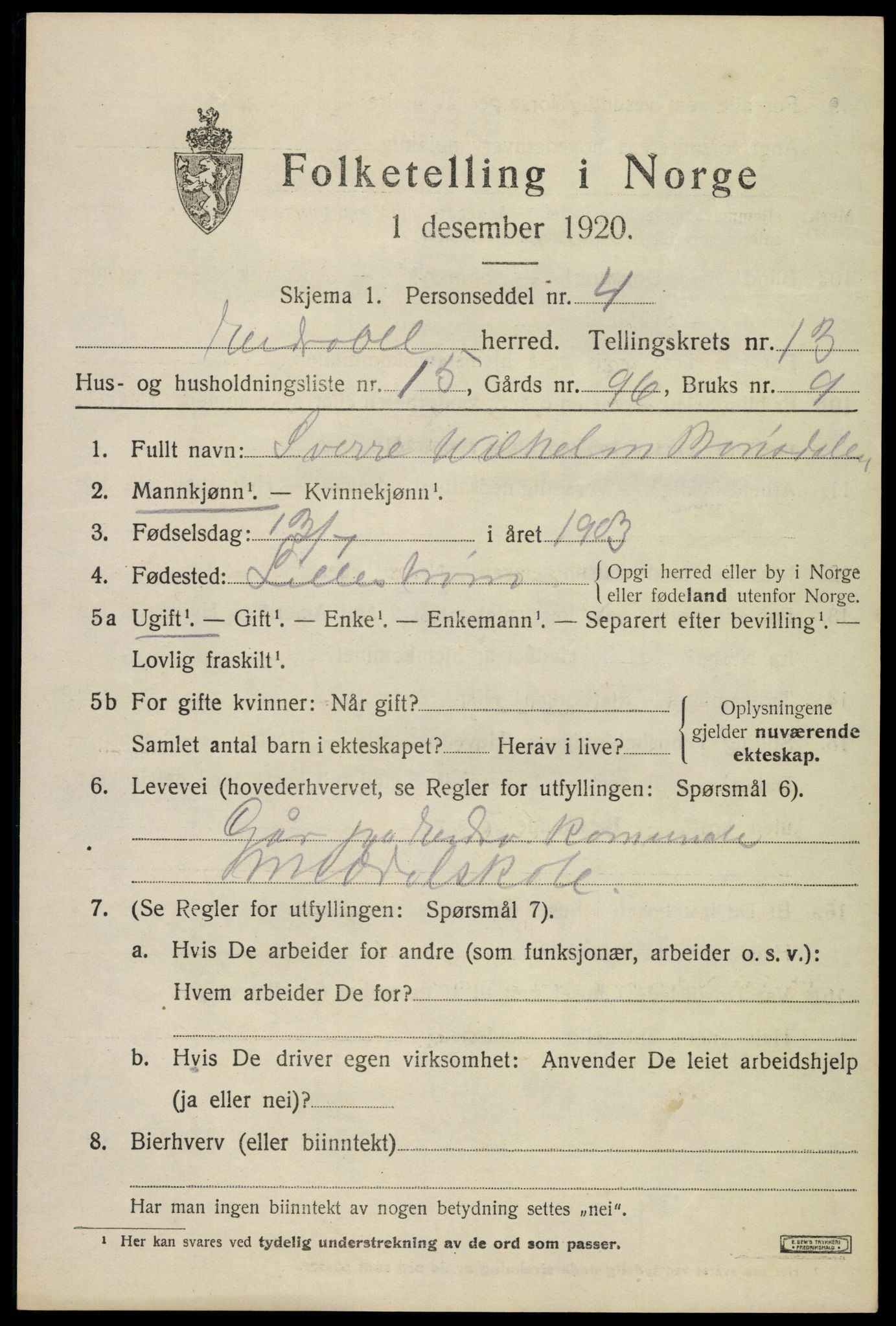 SAO, 1920 census for Eidsvoll, 1920, p. 20129