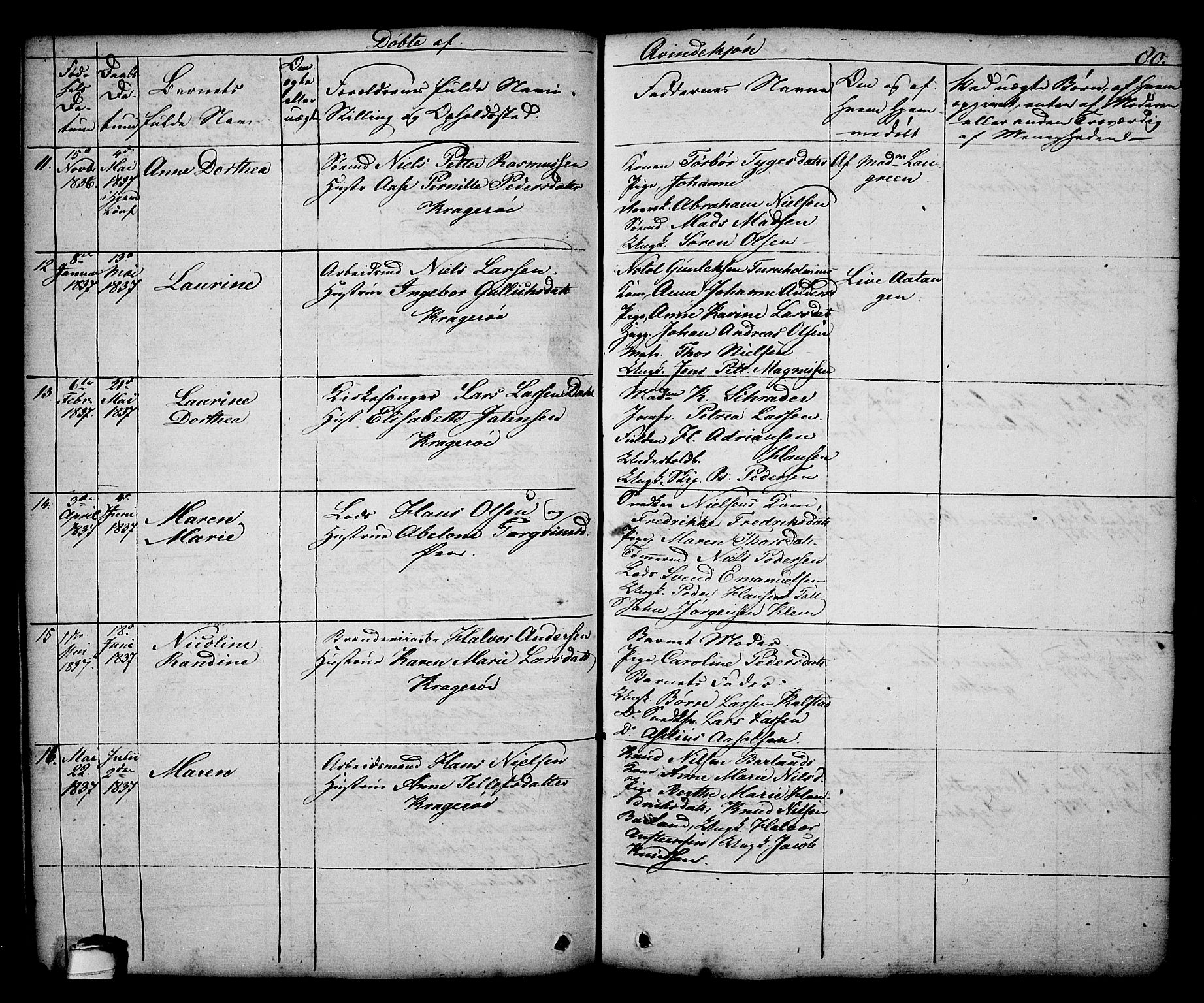 Kragerø kirkebøker, AV/SAKO-A-278/G/Ga/L0003: Parish register (copy) no. 3, 1832-1852, p. 80