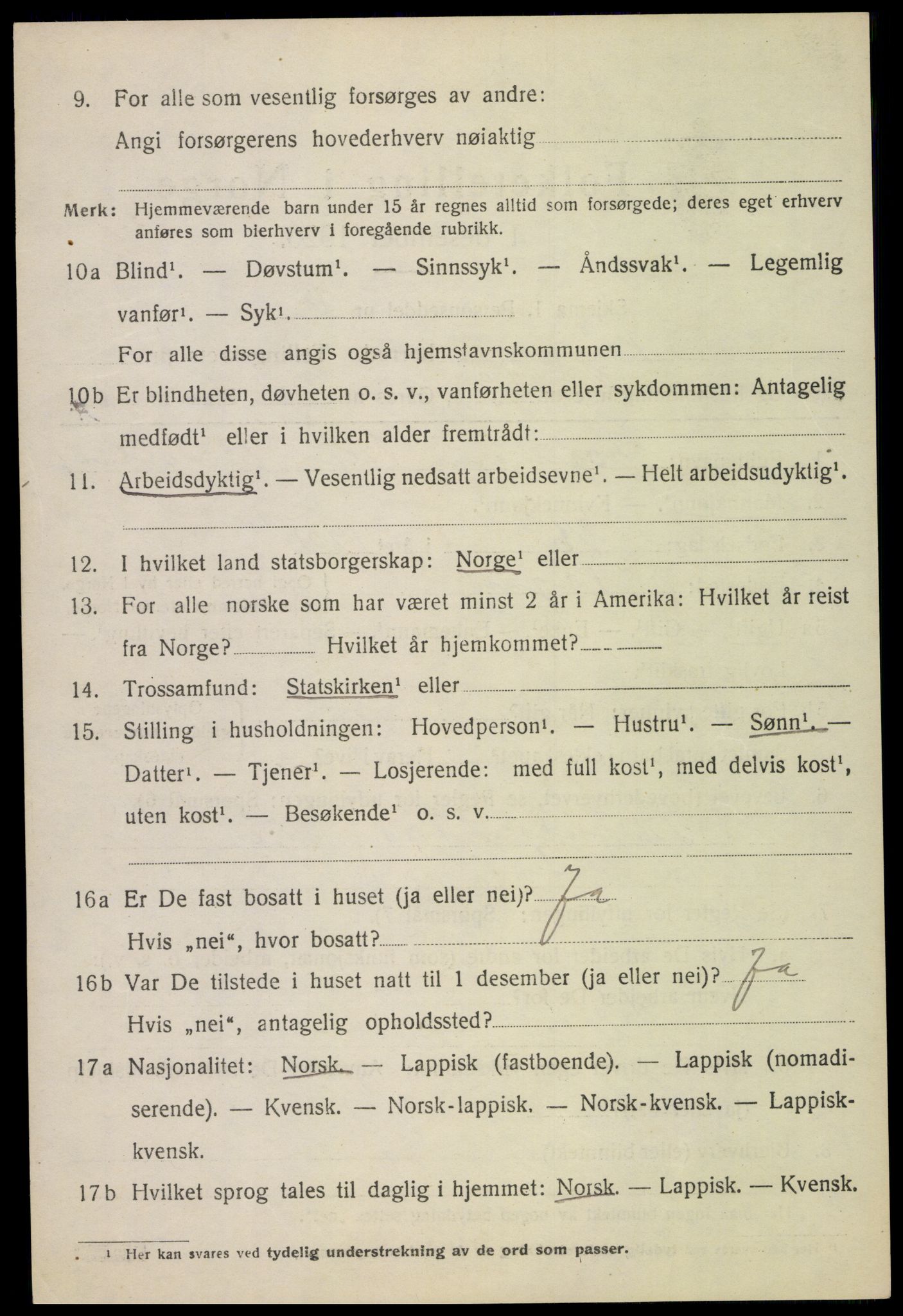 SAT, 1920 census for Vågan, 1920, p. 2938