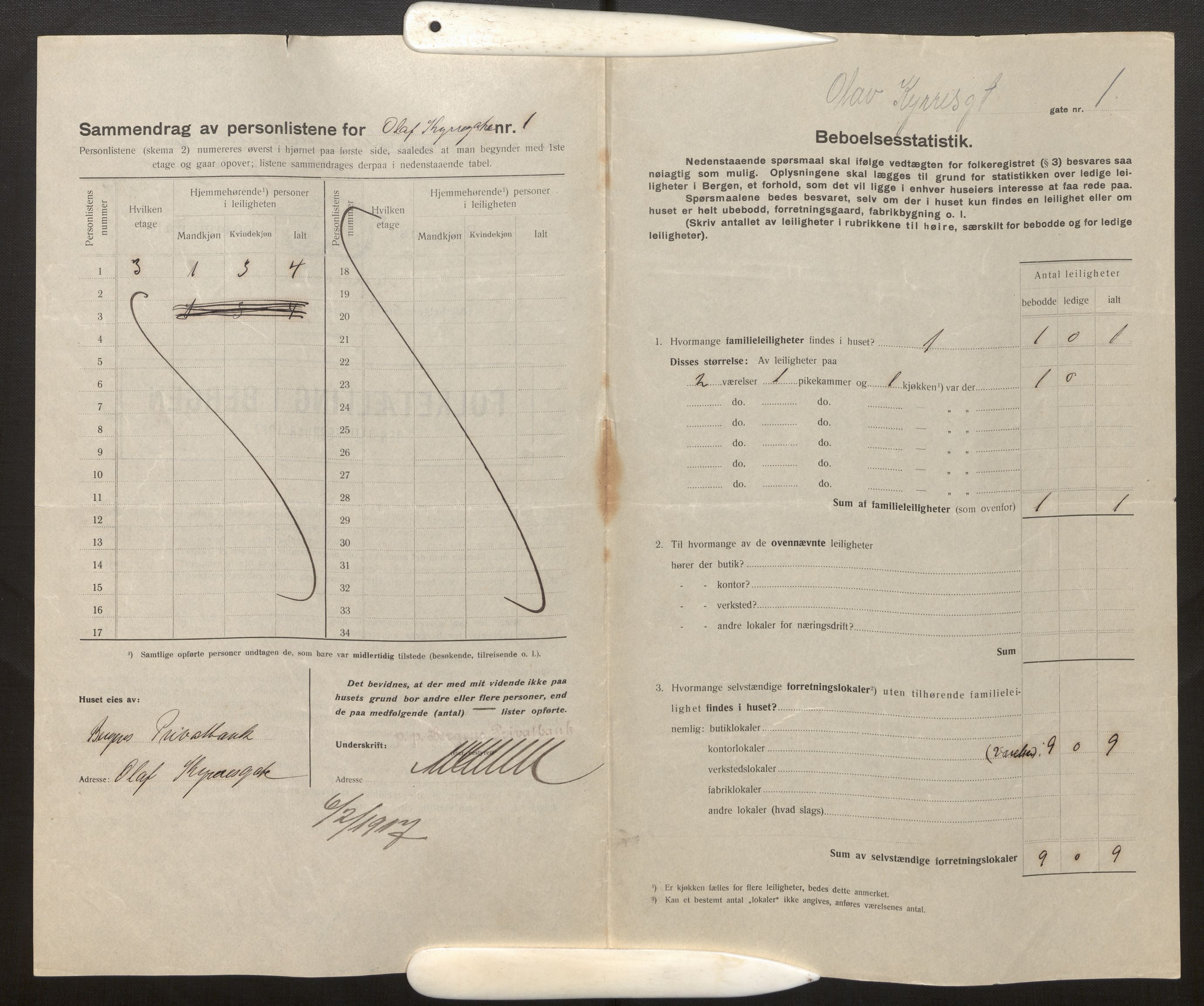 SAB, Municipal Census 1917 for Bergen, 1917, p. 42274