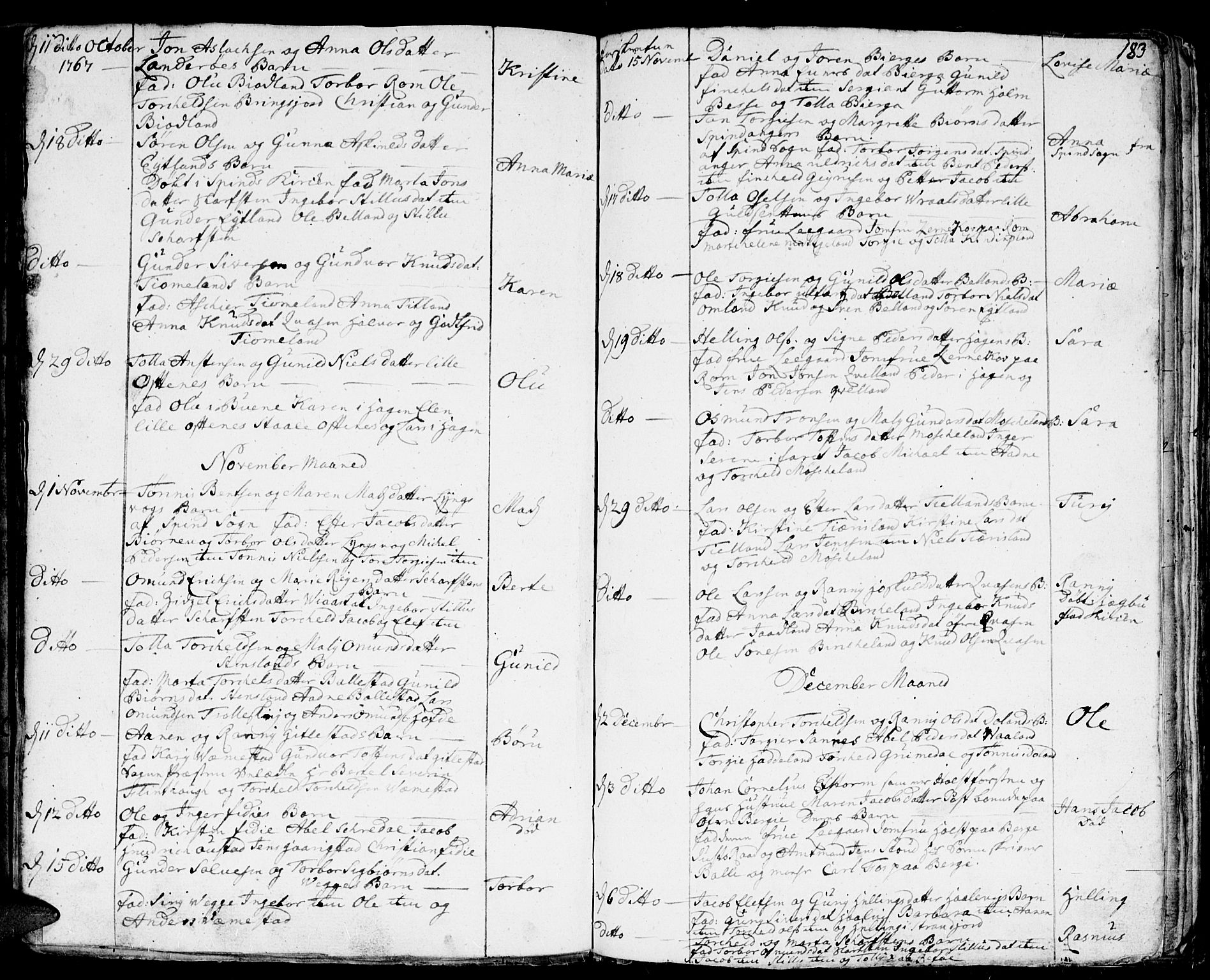 Lyngdal sokneprestkontor, AV/SAK-1111-0029/F/Fa/Fac/L0001: Parish register (official) no. A 1, 1727-1779, p. 183