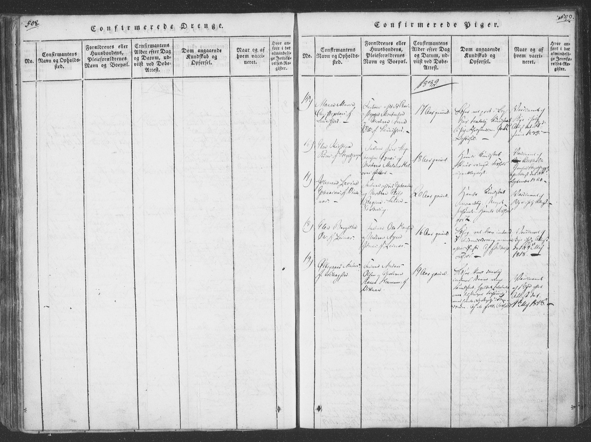 Ministerialprotokoller, klokkerbøker og fødselsregistre - Nordland, SAT/A-1459/855/L0798: Parish register (official) no. 855A06, 1821-1835, p. 508-509