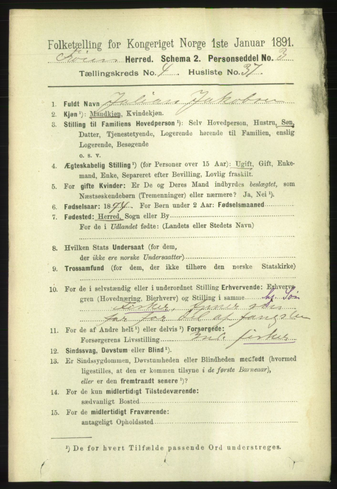 RA, 1891 census for 1619 Frøya, 1891, p. 3220