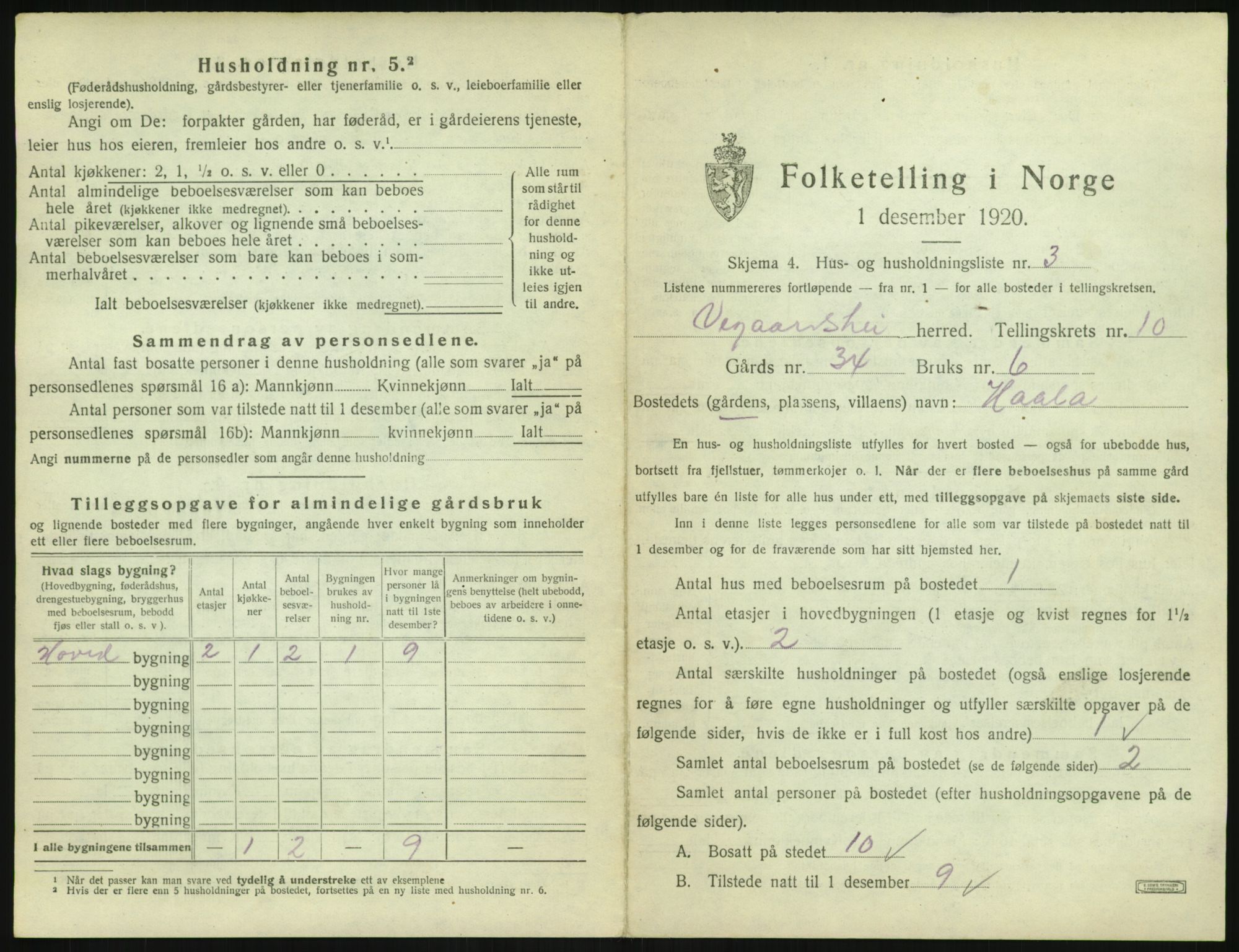 SAK, 1920 census for Vegårshei, 1920, p. 514