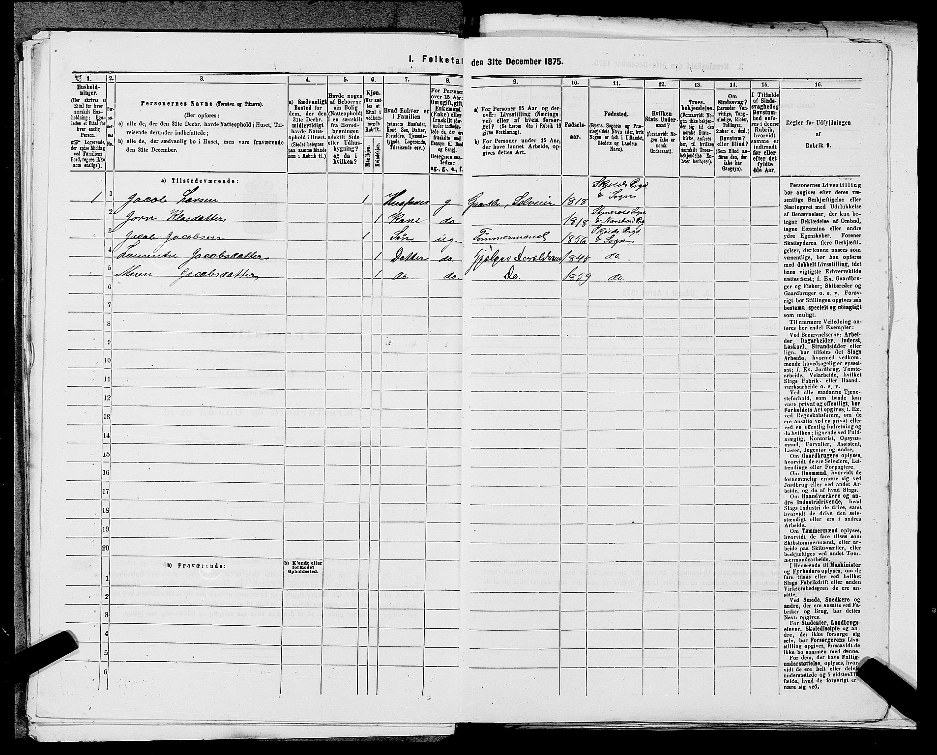 SAST, 1875 census for 1154P Skjold, 1875, p. 211