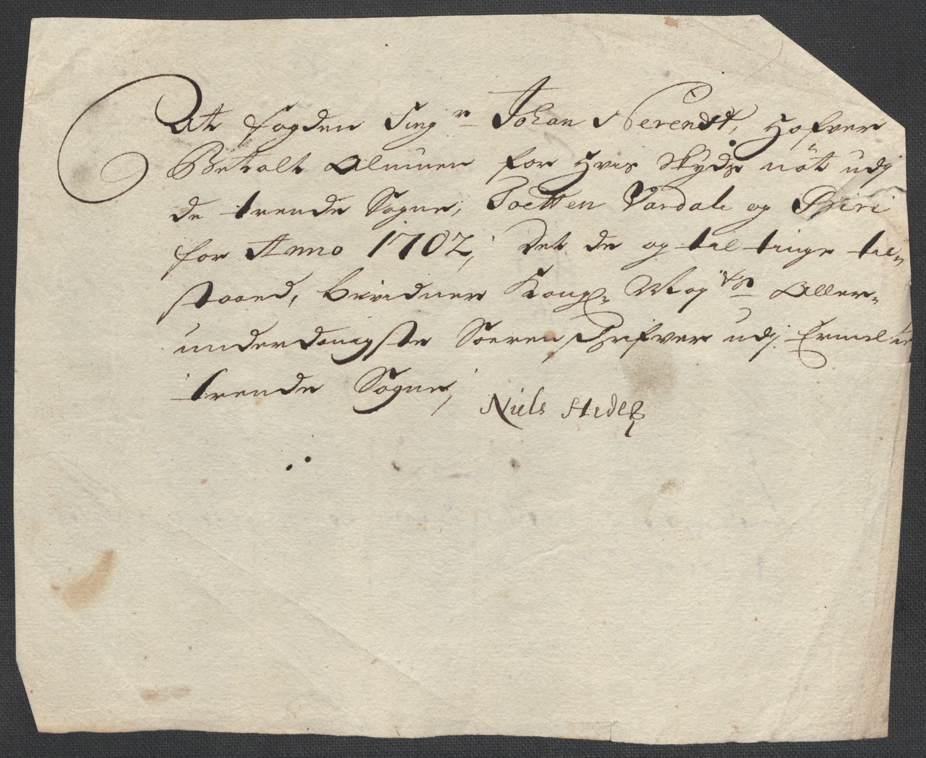 Rentekammeret inntil 1814, Reviderte regnskaper, Fogderegnskap, AV/RA-EA-4092/R18/L1300: Fogderegnskap Hadeland, Toten og Valdres, 1702, p. 440