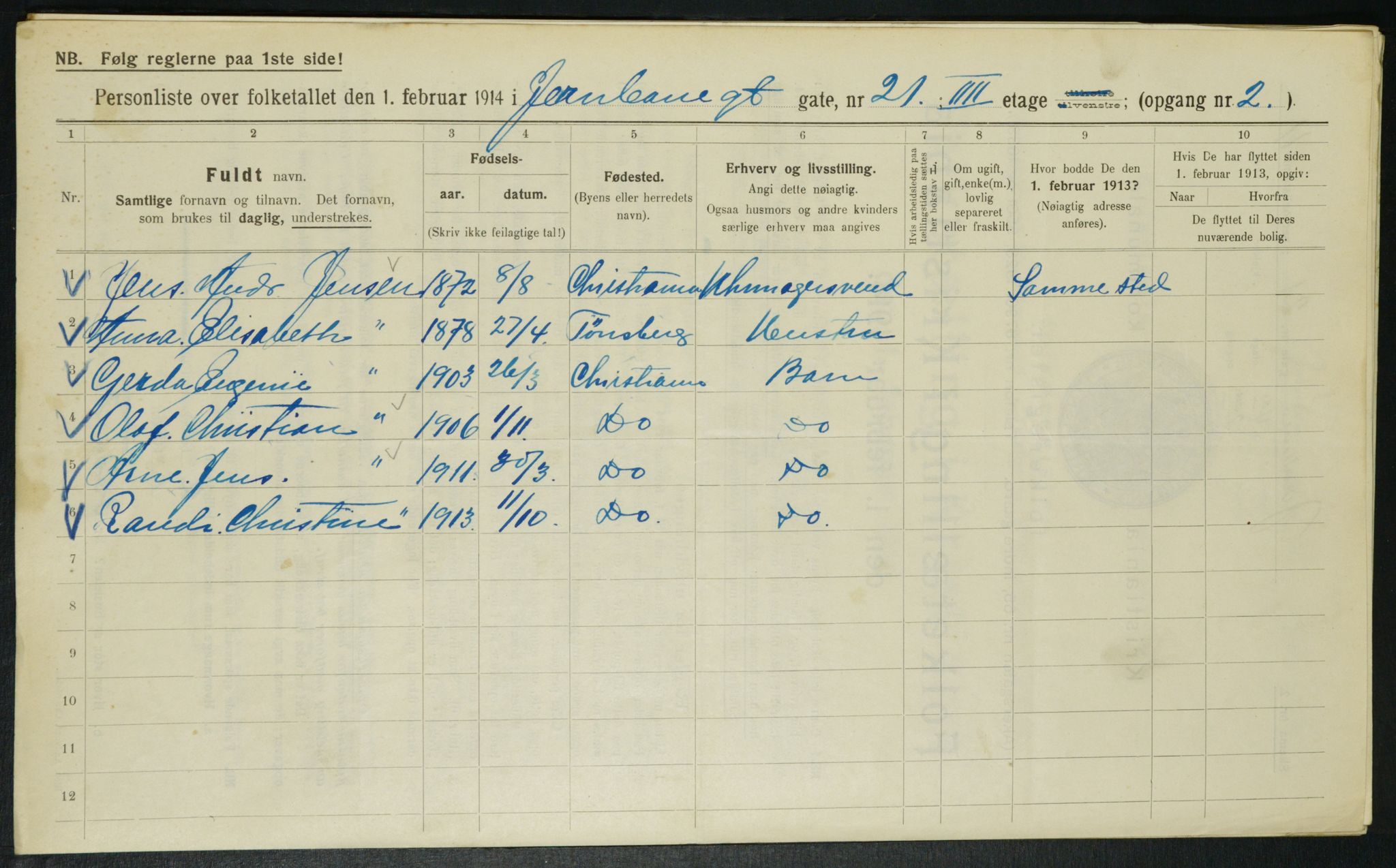 OBA, Municipal Census 1914 for Kristiania, 1914, p. 46888