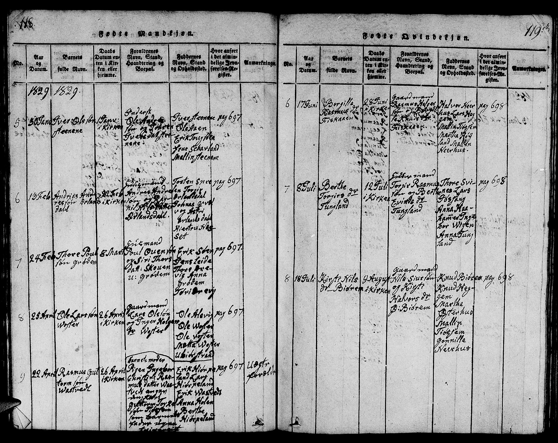 Strand sokneprestkontor, AV/SAST-A-101828/H/Ha/Hab/L0001: Parish register (copy) no. B 1, 1816-1854, p. 118-119