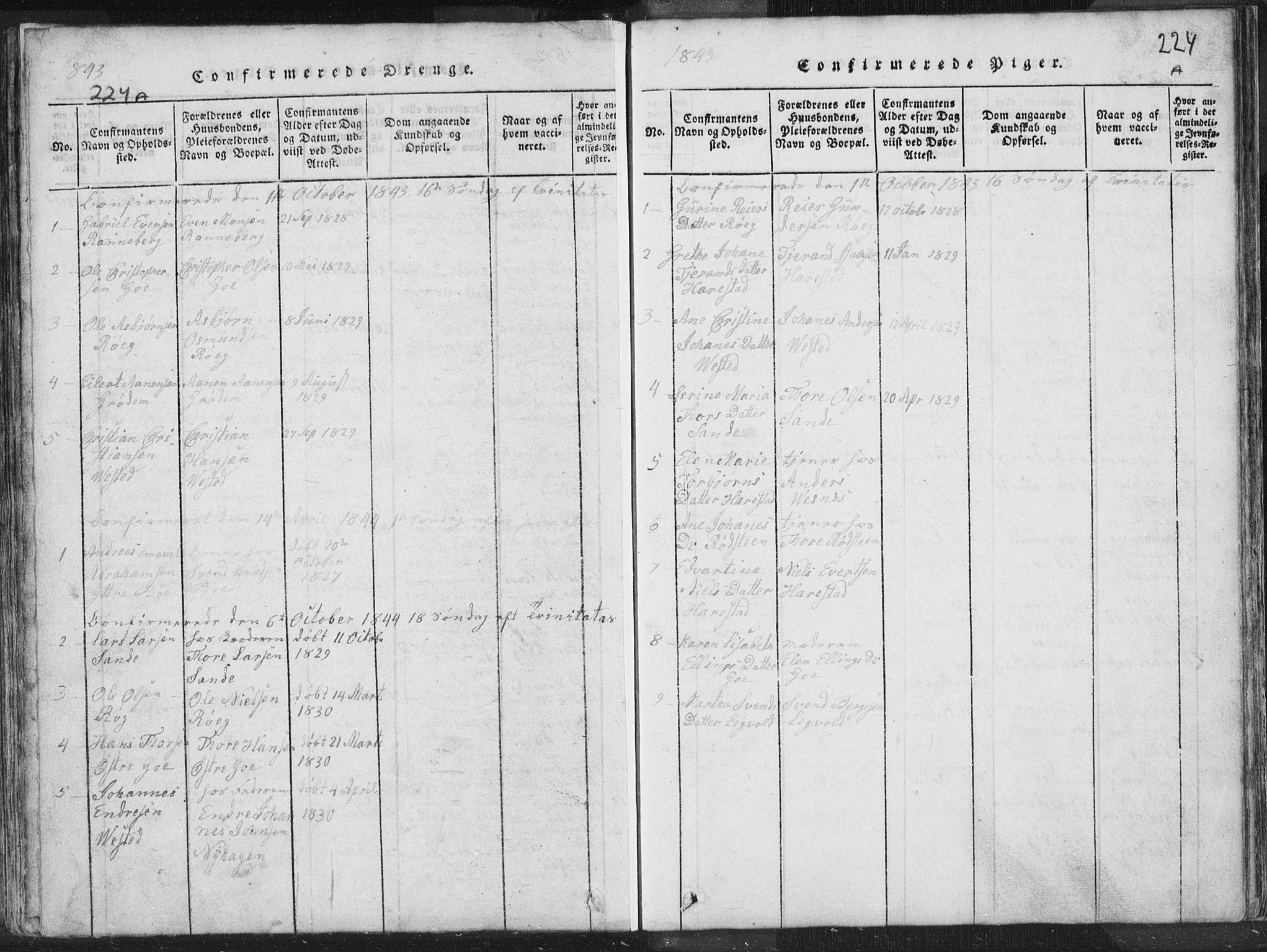 Hetland sokneprestkontor, AV/SAST-A-101826/30/30BA/L0001: Parish register (official) no. A 1, 1816-1856, p. 224