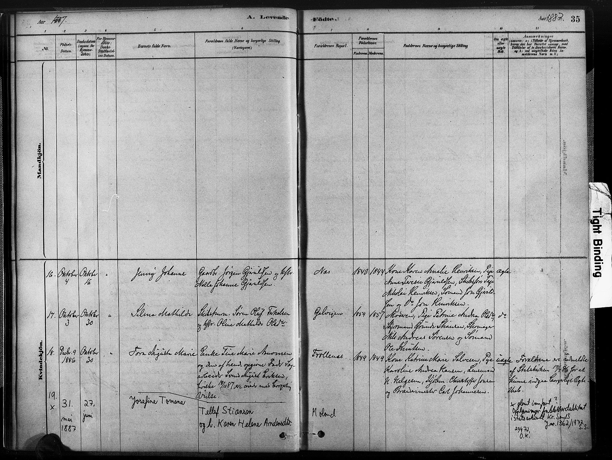 Austre Moland sokneprestkontor, AV/SAK-1111-0001/F/Fa/Fab/L0001: Parish register (official) no. A 1, 1878-1898, p. 35