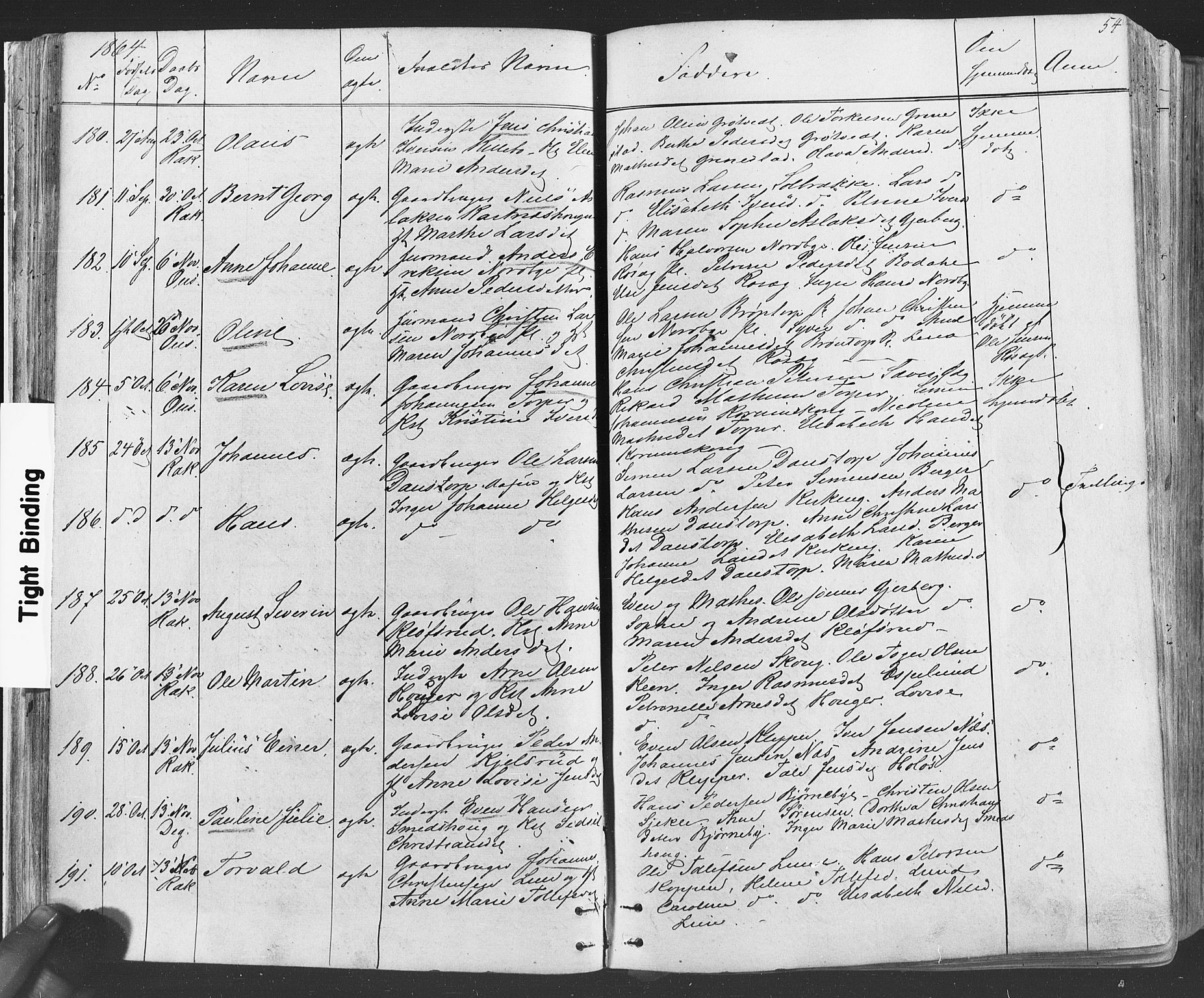 Rakkestad prestekontor Kirkebøker, AV/SAO-A-2008/F/Fa/L0011: Parish register (official) no. I 11, 1862-1877, p. 54