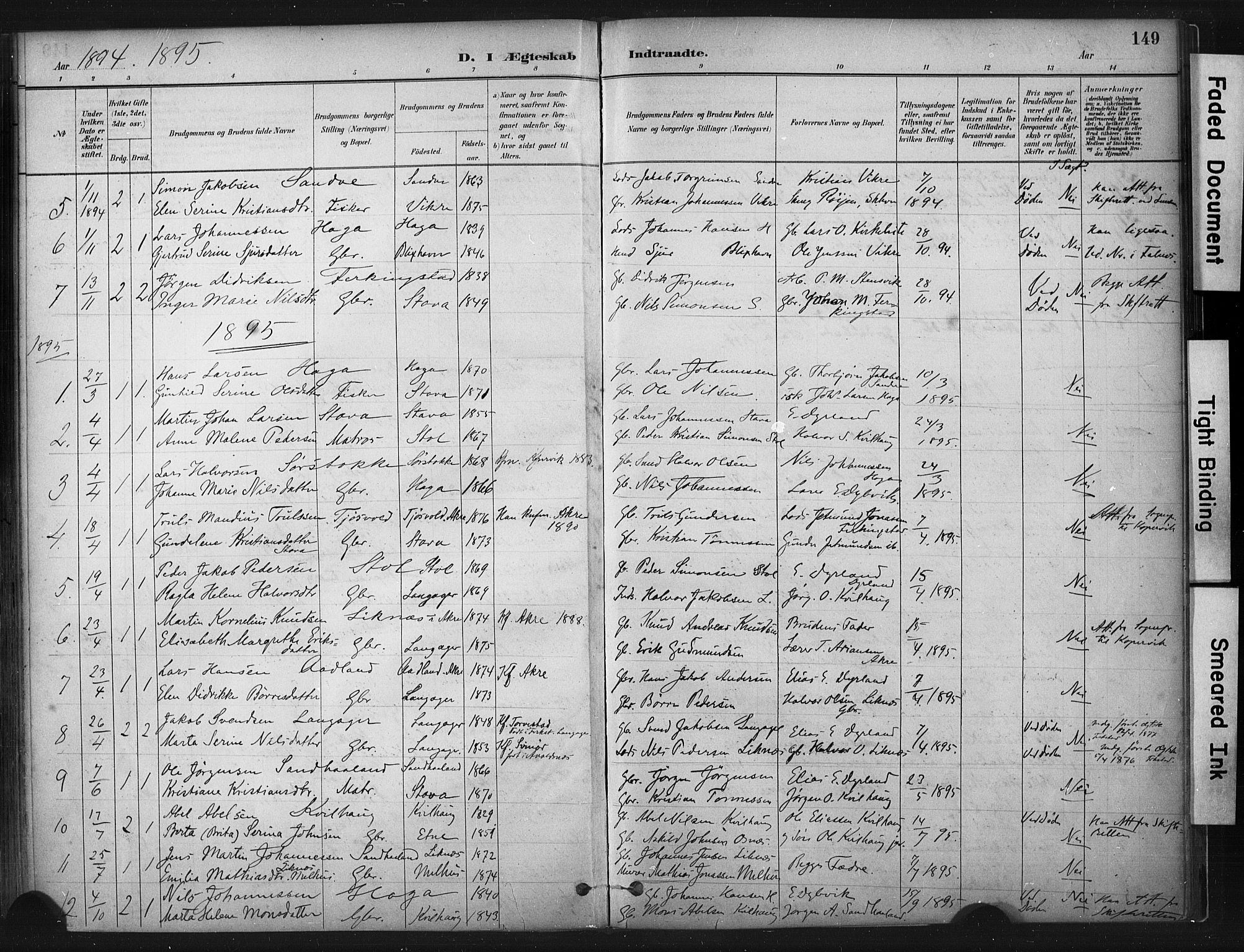 Skudenes sokneprestkontor, AV/SAST-A -101849/H/Ha/Haa/L0010: Parish register (official) no. A 7, 1882-1912, p. 149