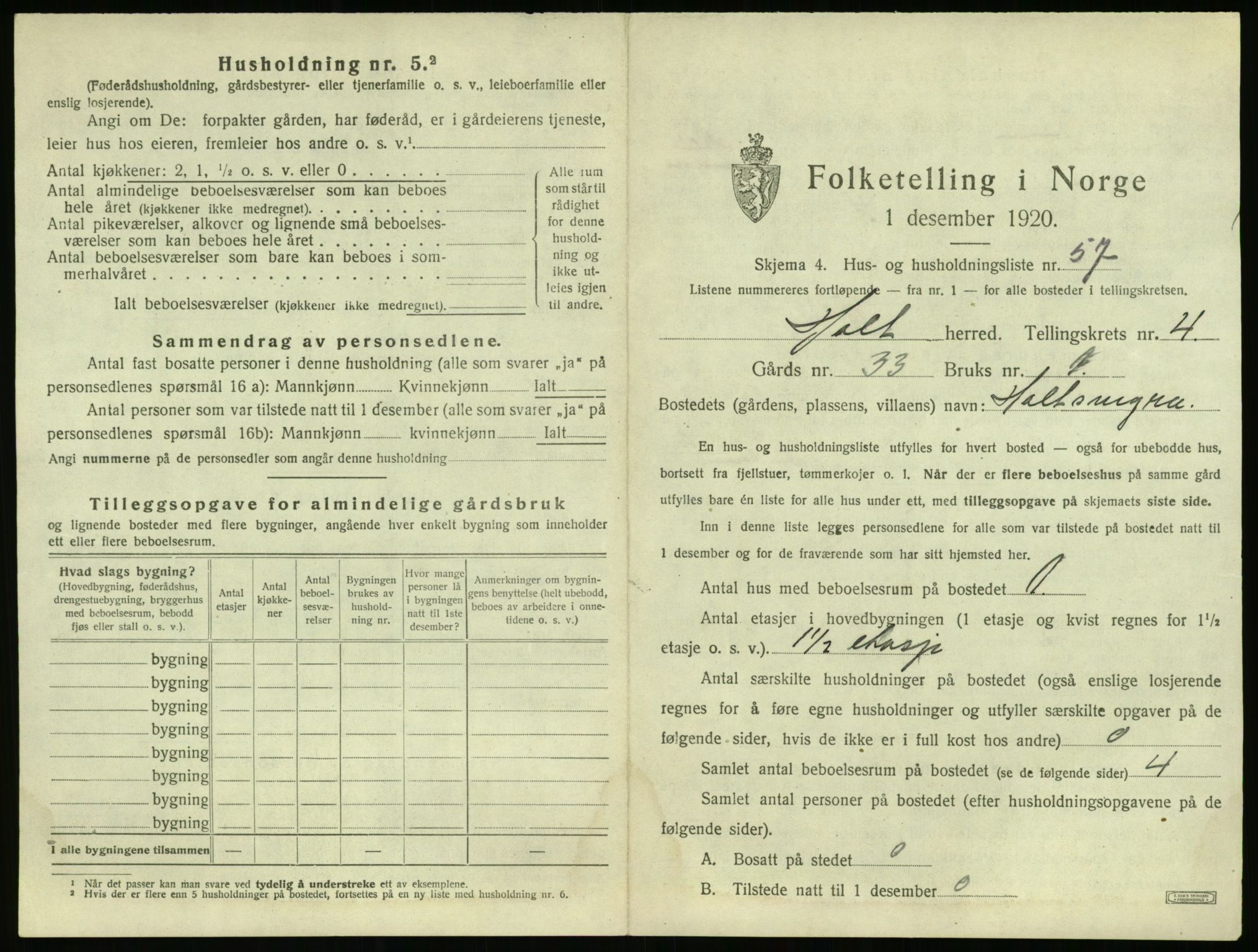 SAK, 1920 census for Holt, 1920, p. 424