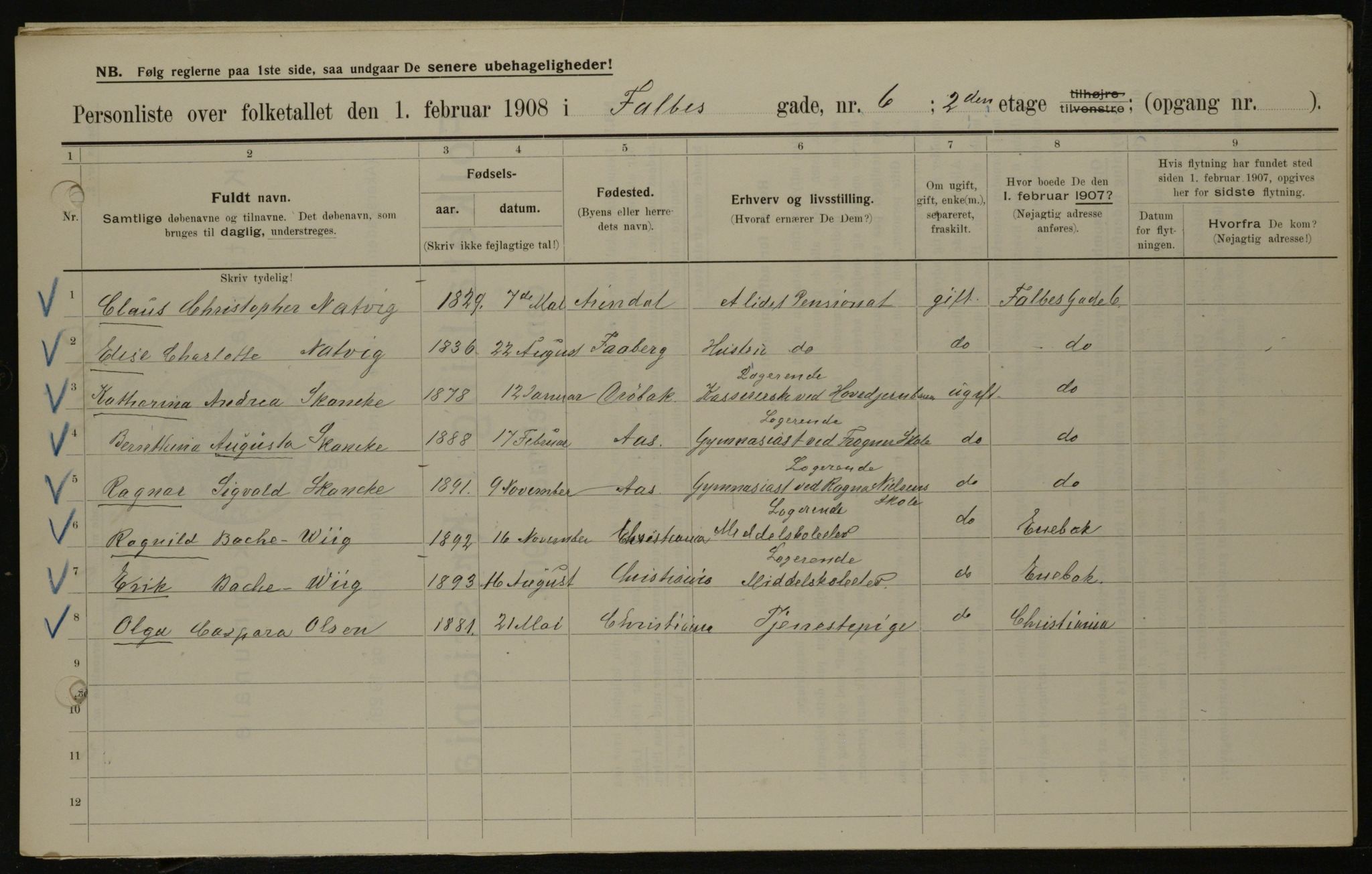 OBA, Municipal Census 1908 for Kristiania, 1908, p. 21062