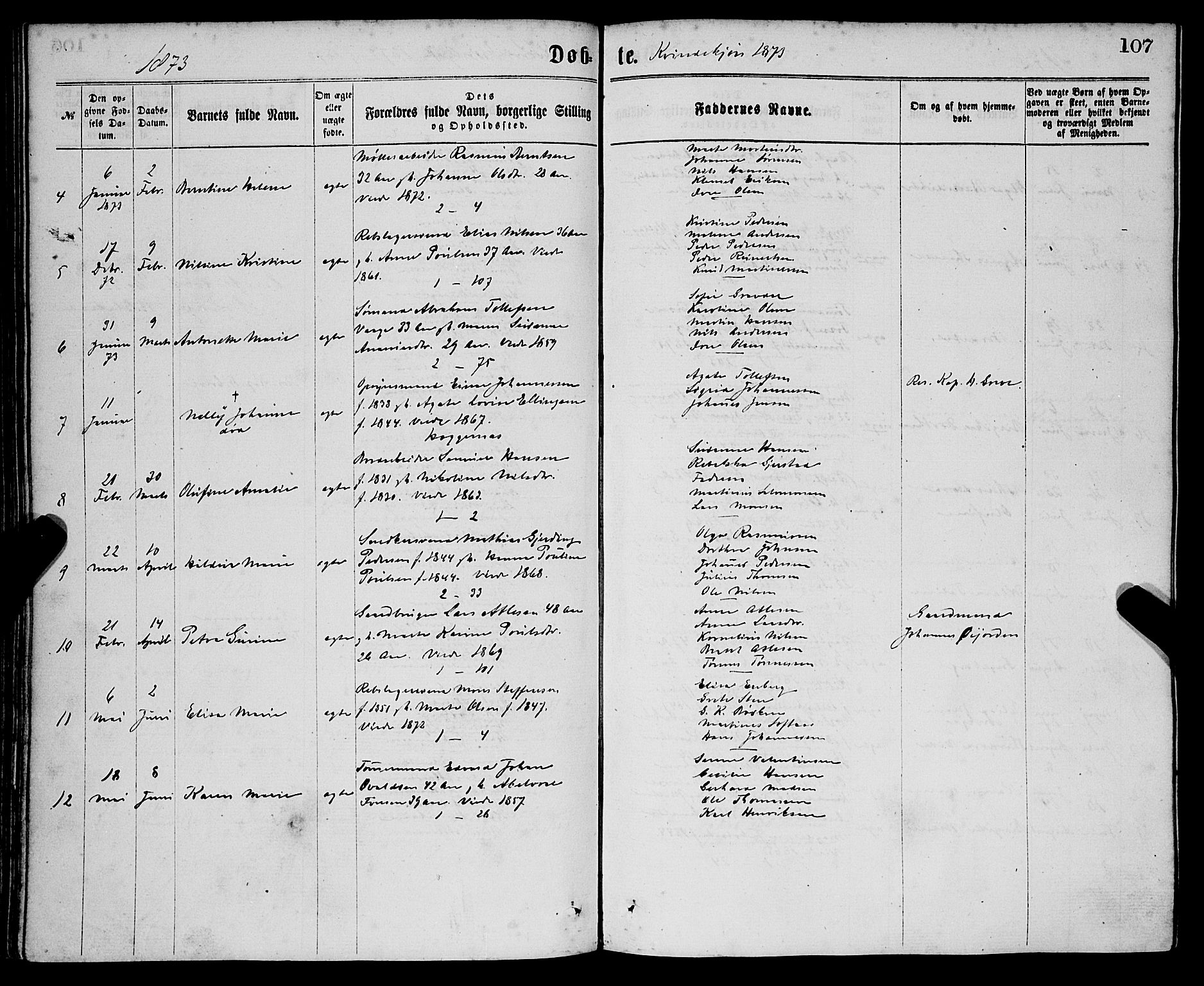 Sandviken Sokneprestembete, AV/SAB-A-77601/H/Ha/L0001: Parish register (official) no. A 1, 1867-1877, p. 107