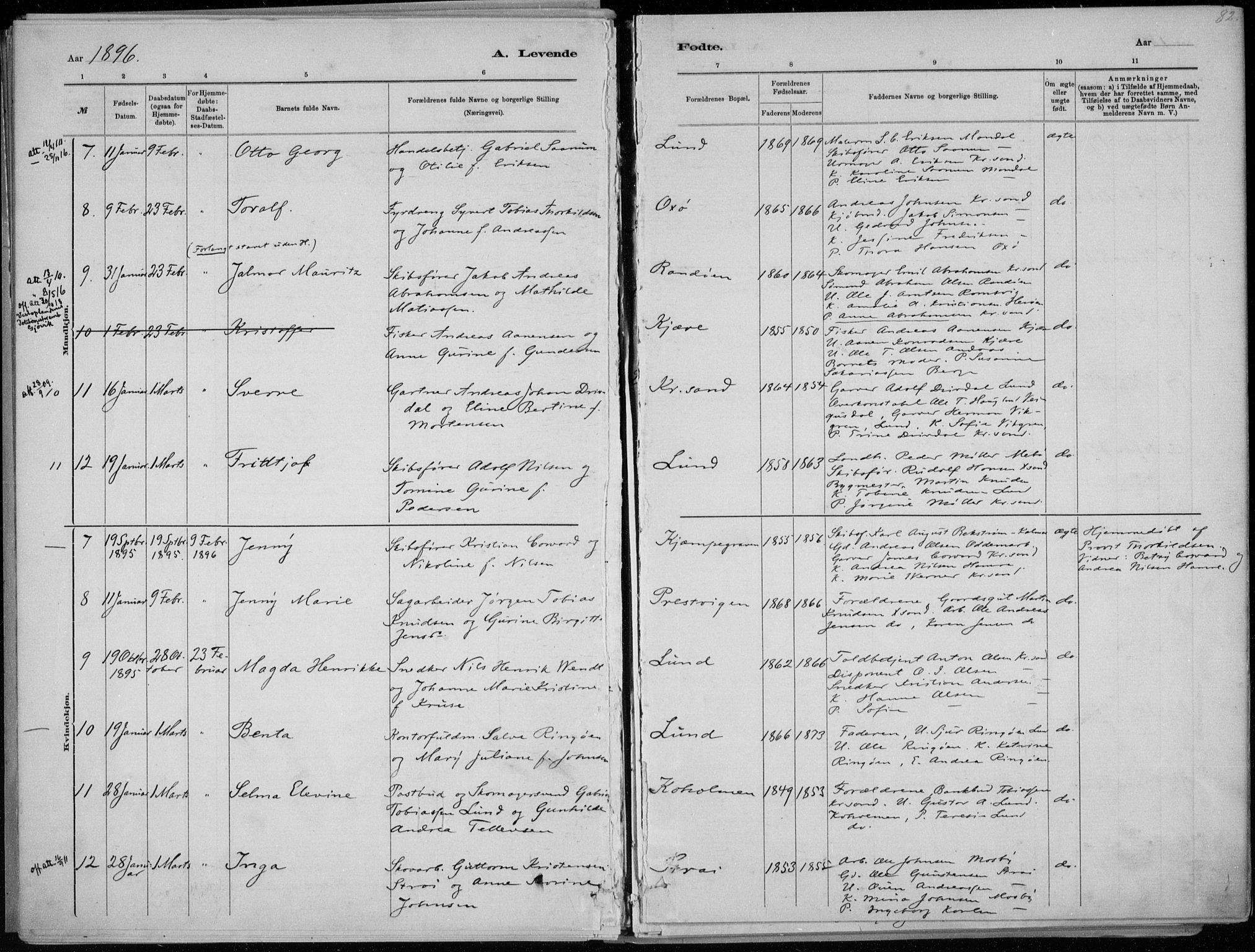 Oddernes sokneprestkontor, AV/SAK-1111-0033/F/Fa/Faa/L0009: Parish register (official) no. A 9, 1884-1896, p. 82