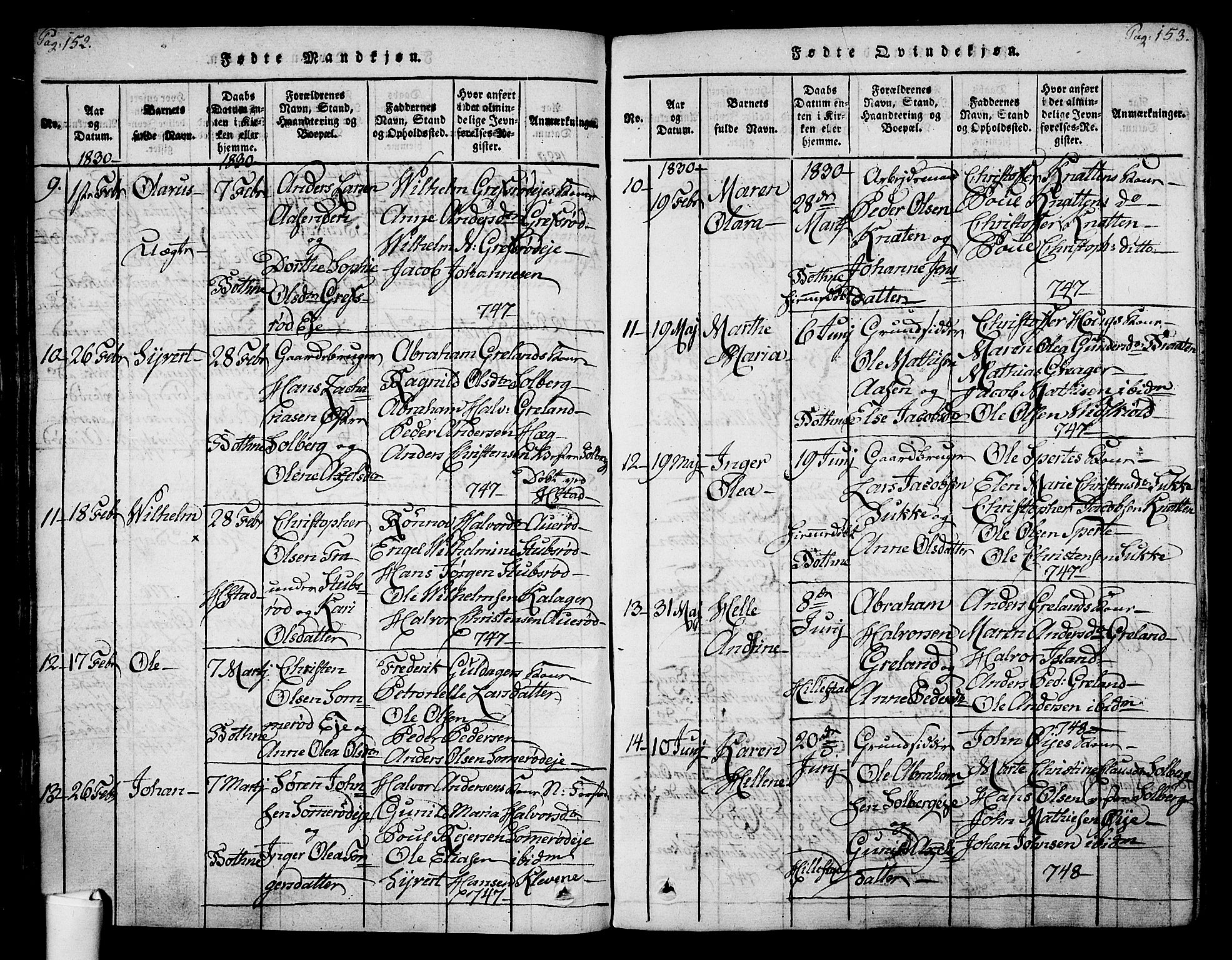 Botne kirkebøker, SAKO/A-340/F/Fa/L0005: Parish register (official) no. I 5, 1814-1836, p. 152-153