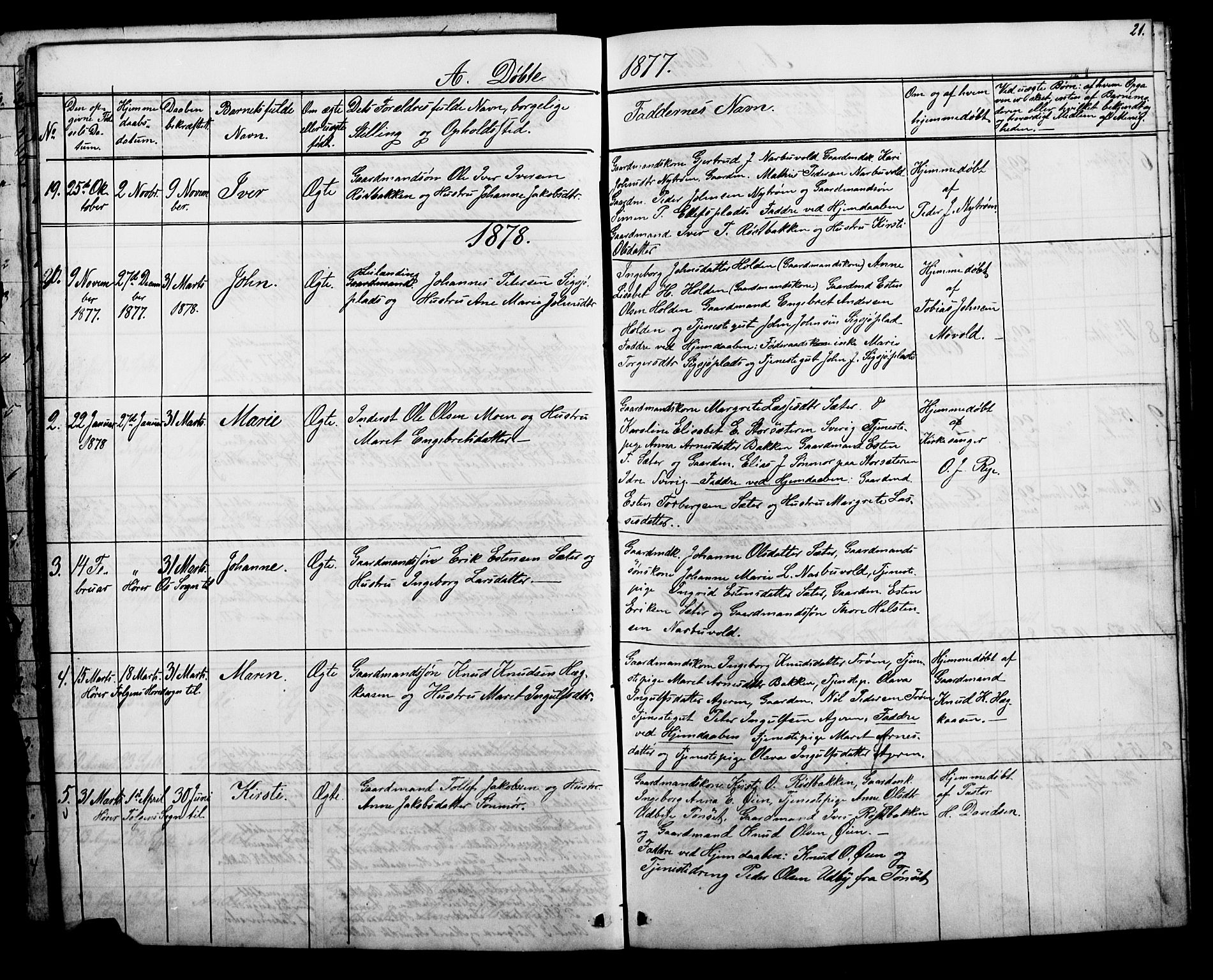 Tolga prestekontor, SAH/PREST-062/L/L0006: Parish register (copy) no. 6, 1864-1894, p. 21