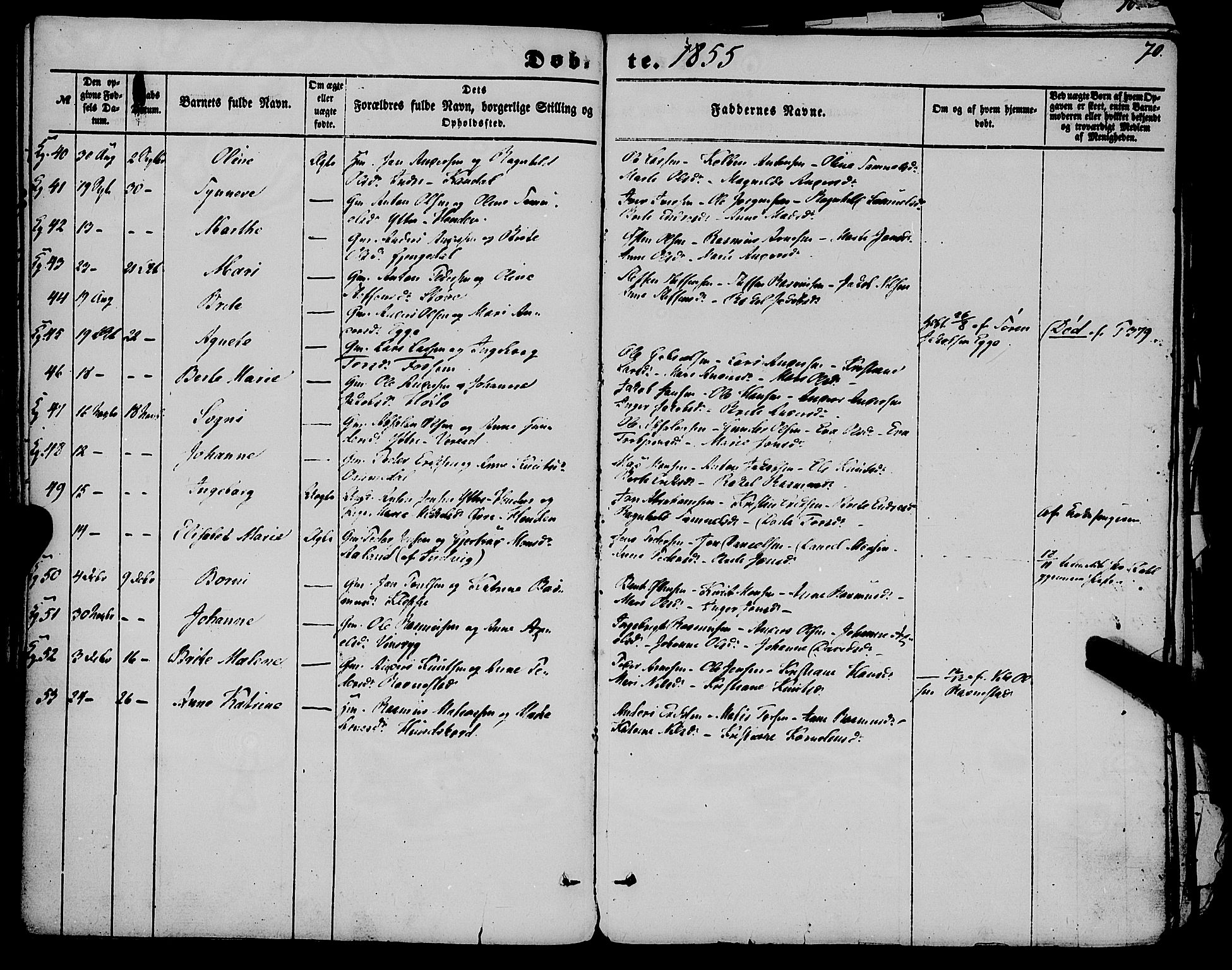 Gloppen sokneprestembete, AV/SAB-A-80101/H/Haa/Haaa/L0009: Parish register (official) no. A 9, 1855-1870, p. 70