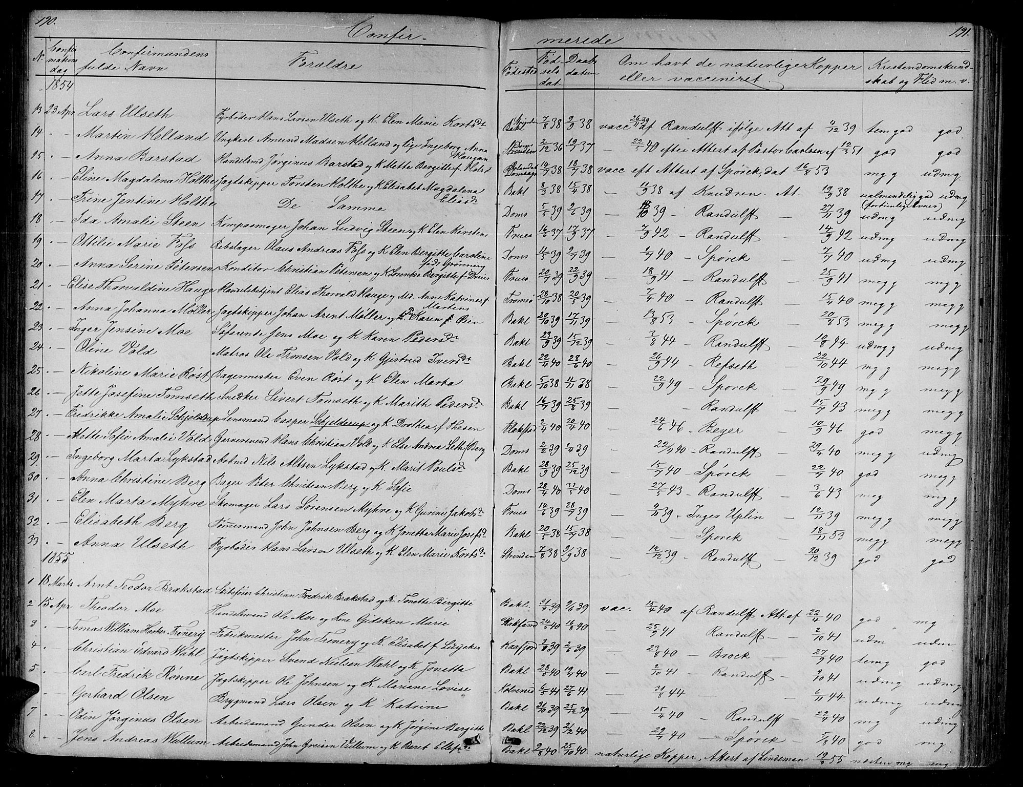 Ministerialprotokoller, klokkerbøker og fødselsregistre - Sør-Trøndelag, AV/SAT-A-1456/604/L0219: Parish register (copy) no. 604C02, 1851-1869, p. 190-191