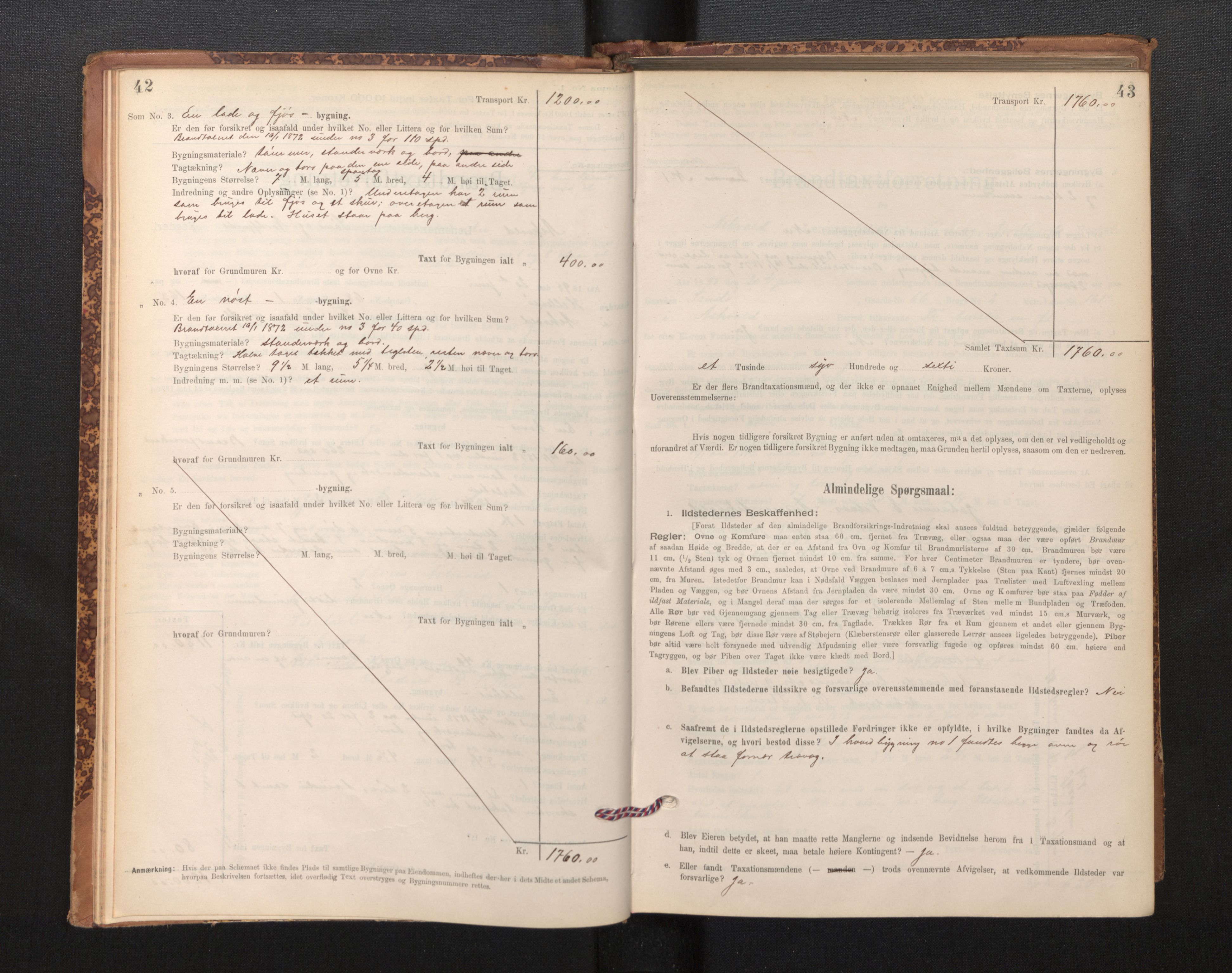 Lensmannen i Askvoll, AV/SAB-A-26301/0012/L0004: Branntakstprotokoll, skjematakst og liste over branntakstmenn, 1895-1932, p. 42-43