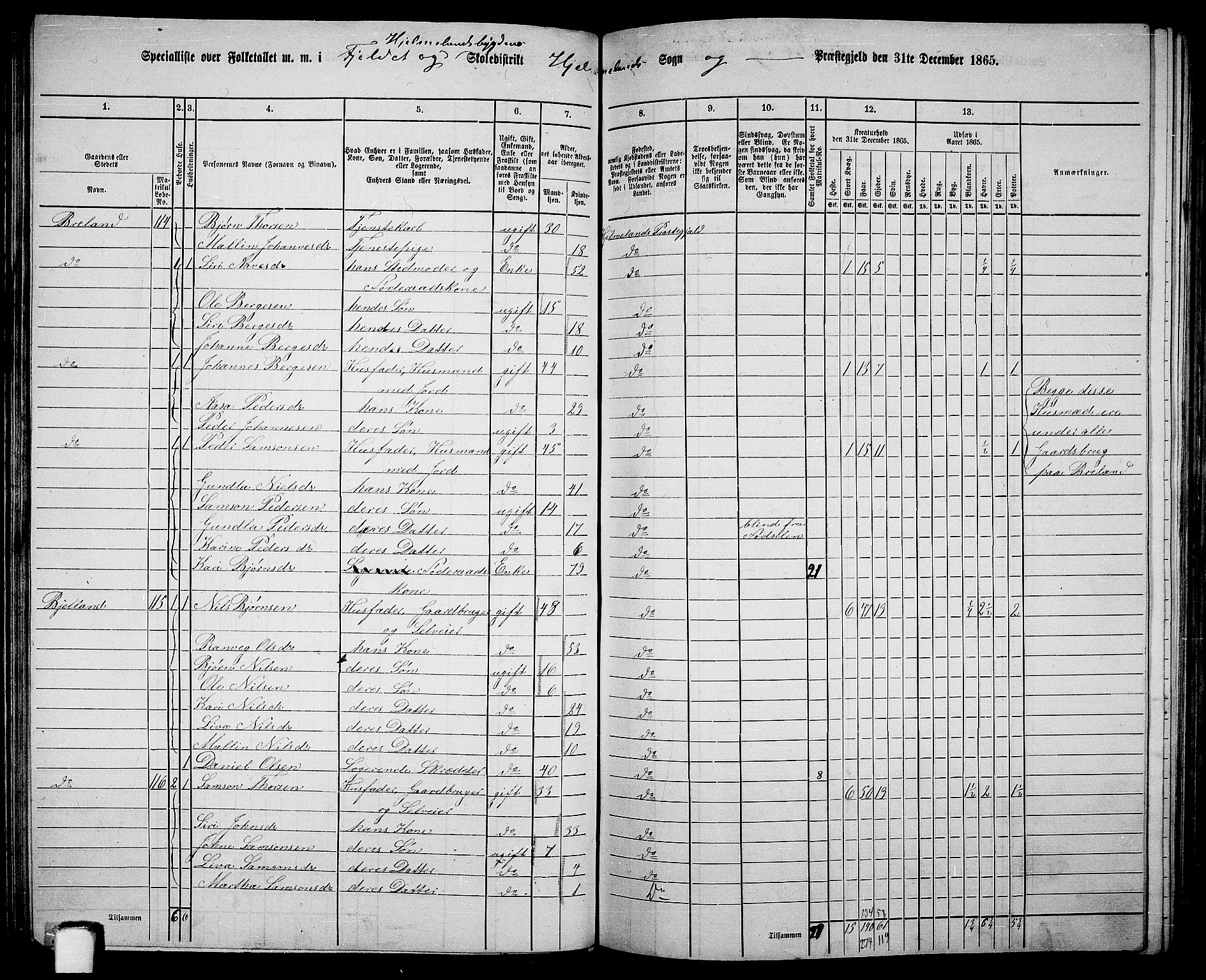 RA, 1865 census for Hjelmeland, 1865, p. 76