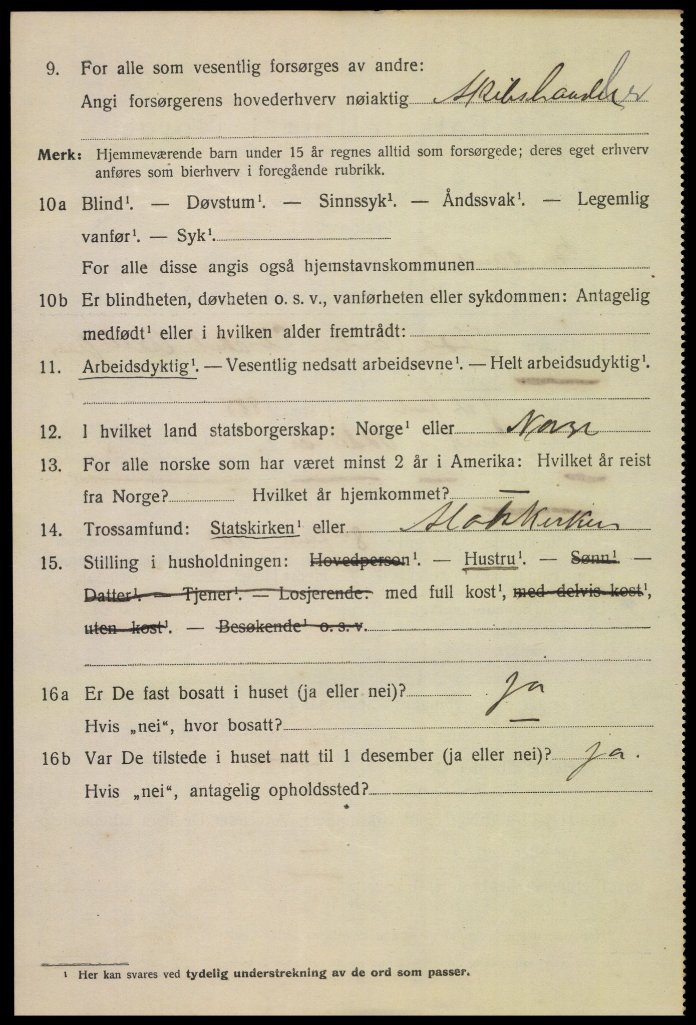SAK, 1920 census for Kristiansand, 1920, p. 11134