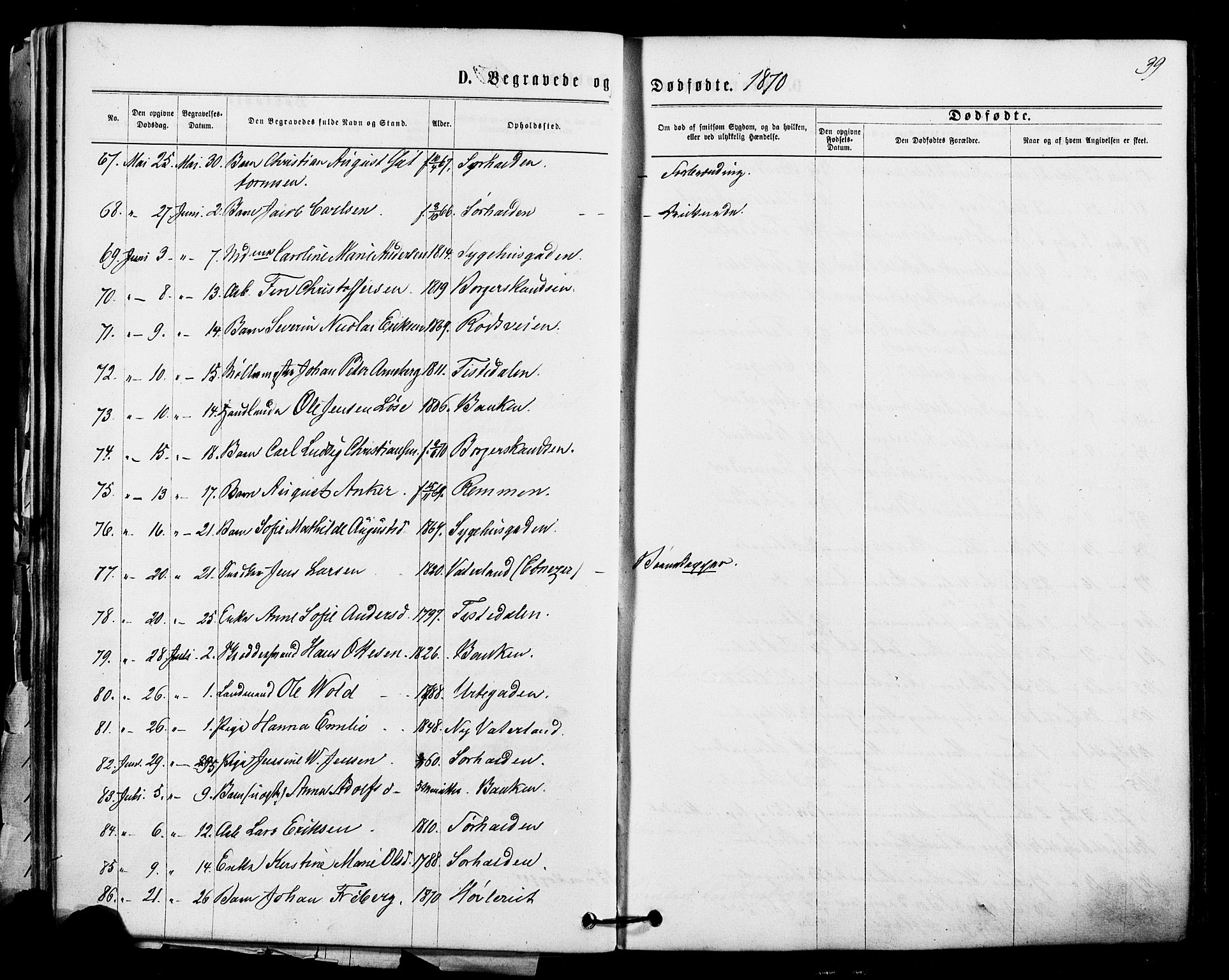 Halden prestekontor Kirkebøker, AV/SAO-A-10909/F/Fa/L0010: Parish register (official) no. I 10, 1866-1877, p. 39