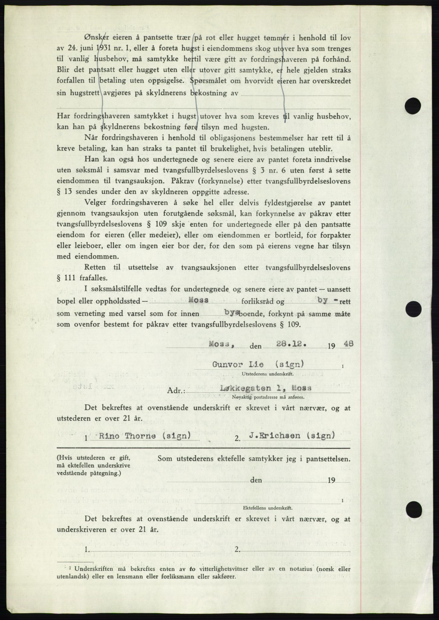 Moss sorenskriveri, AV/SAO-A-10168: Mortgage book no. B20, 1948-1948, Diary no: : 3368/1948