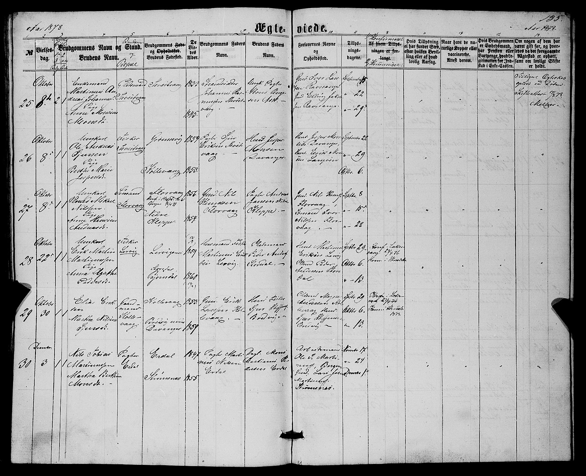 Askøy Sokneprestembete, SAB/A-74101/H/Ha/Hab/Haba/L0006: Parish register (copy) no. A 6, 1861-1881, p. 135