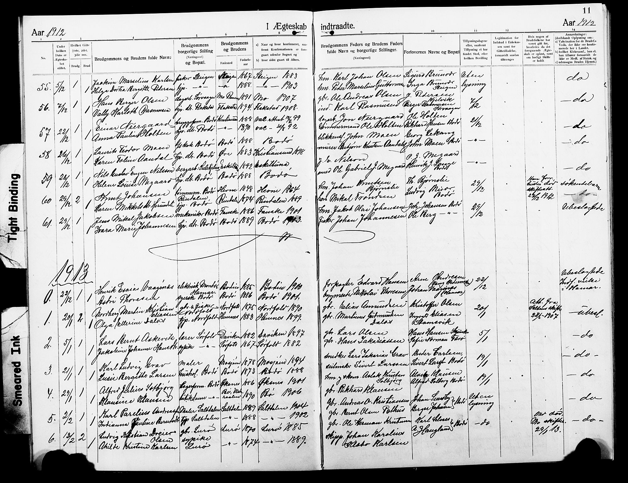 Ministerialprotokoller, klokkerbøker og fødselsregistre - Nordland, SAT/A-1459/801/L0035: Parish register (copy) no. 801C10, 1910-1923, p. 11