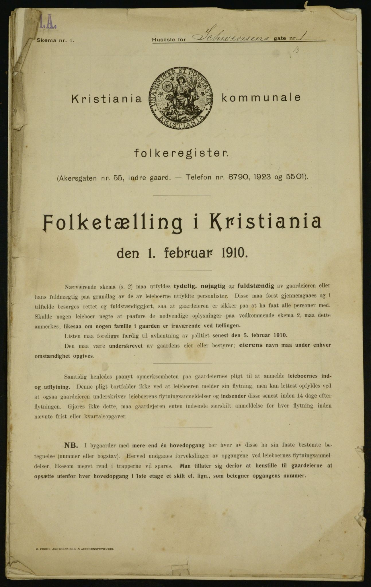 OBA, Municipal Census 1910 for Kristiania, 1910, p. 88499