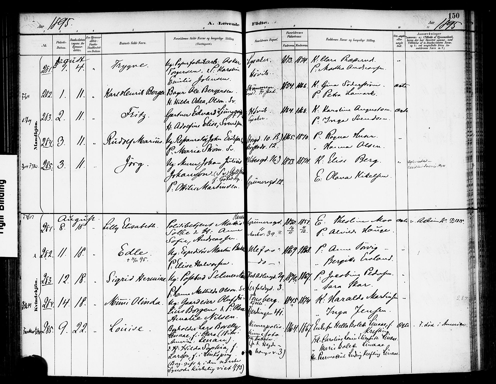 Rikshospitalet prestekontor Kirkebøker, SAO/A-10309b/F/L0009: Parish register (official) no. 9, 1894-1897, p. 150