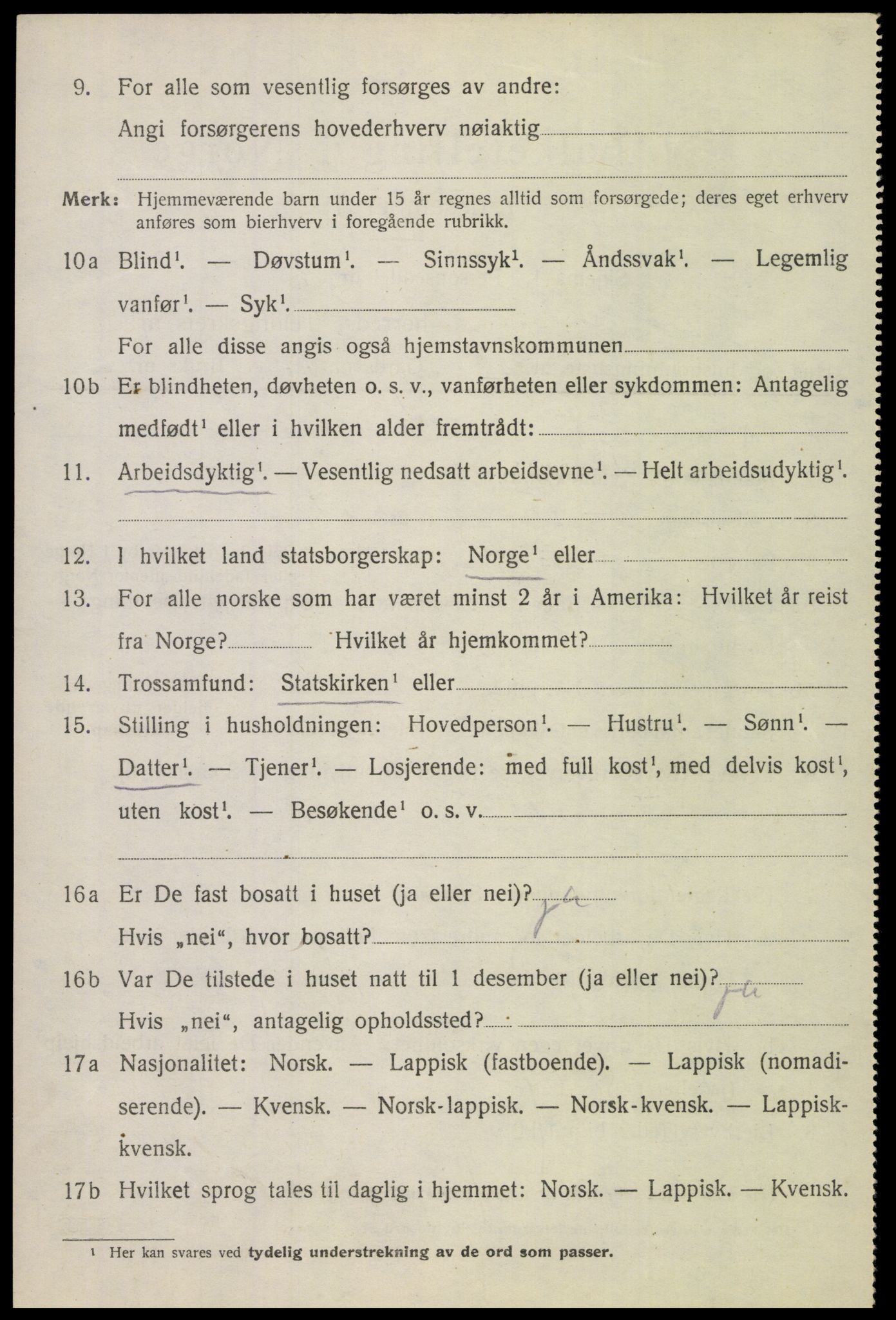 SAT, 1920 census for Skjerstad, 1920, p. 2172