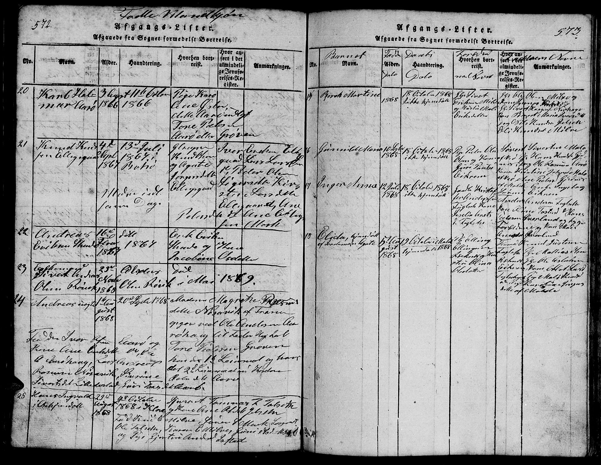 Ministerialprotokoller, klokkerbøker og fødselsregistre - Møre og Romsdal, SAT/A-1454/555/L0665: Parish register (copy) no. 555C01, 1818-1868, p. 572-573