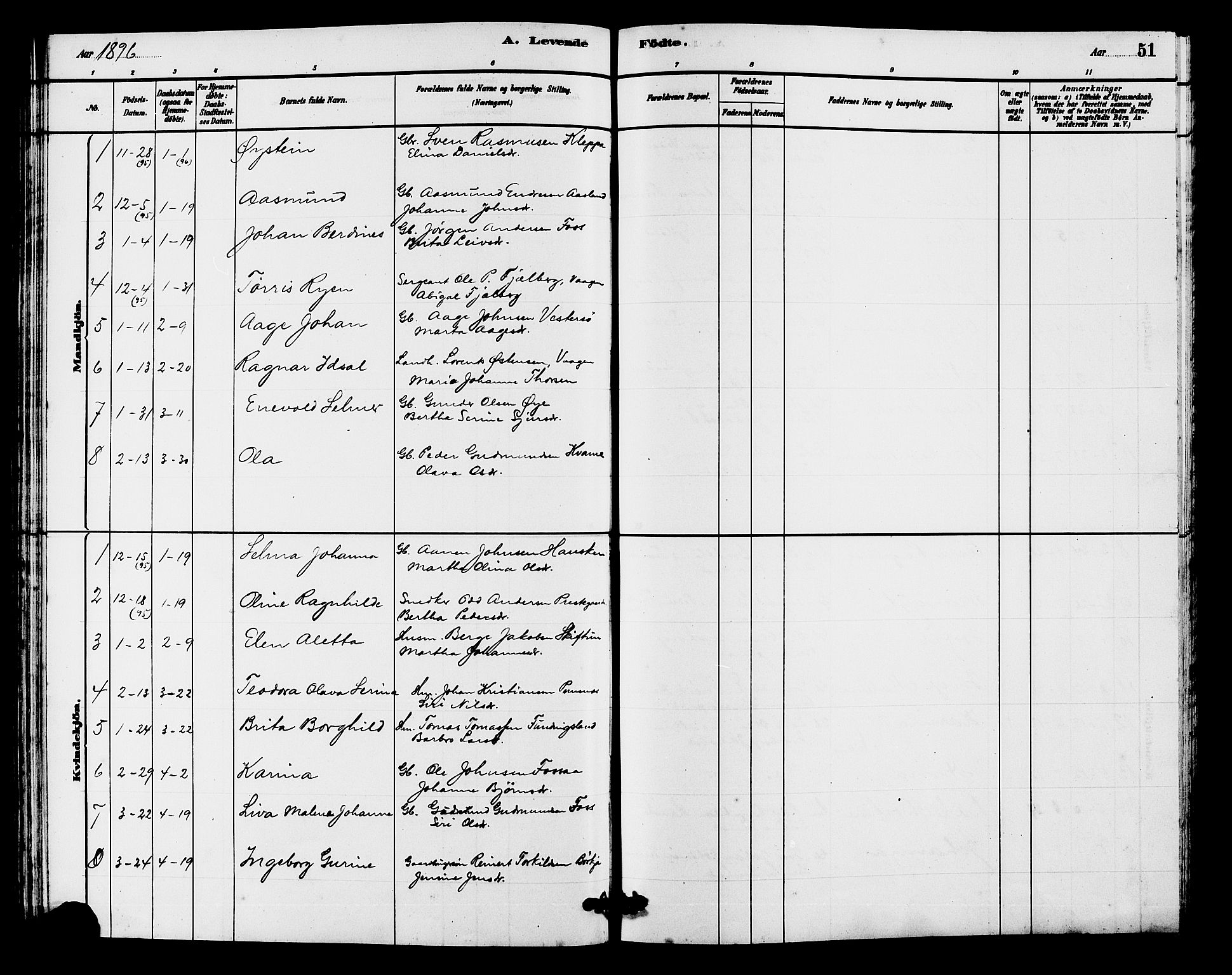 Hjelmeland sokneprestkontor, AV/SAST-A-101843/01/V/L0007: Parish register (copy) no. B 7, 1880-1909, p. 51