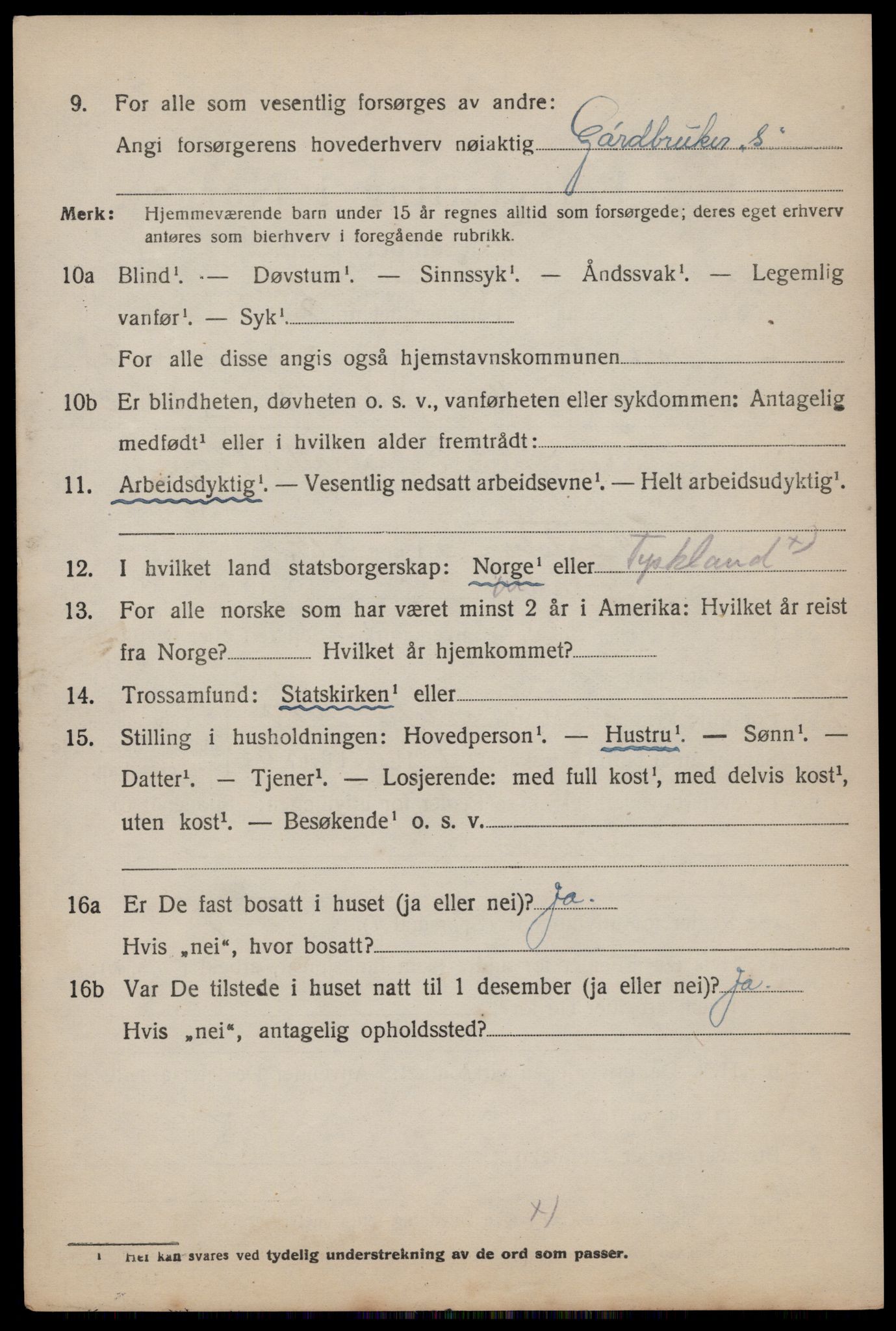 SAST, 1920 census for Forsand, 1920, p. 1422